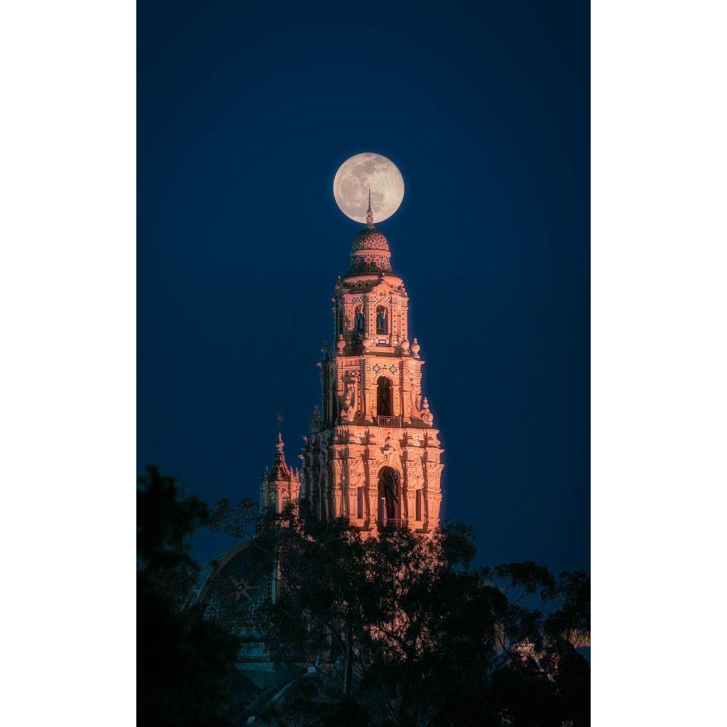 California Tower Full Moon
