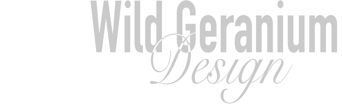 Text logo reading 'Wild Geranium Design' in varied font styles and sizes.