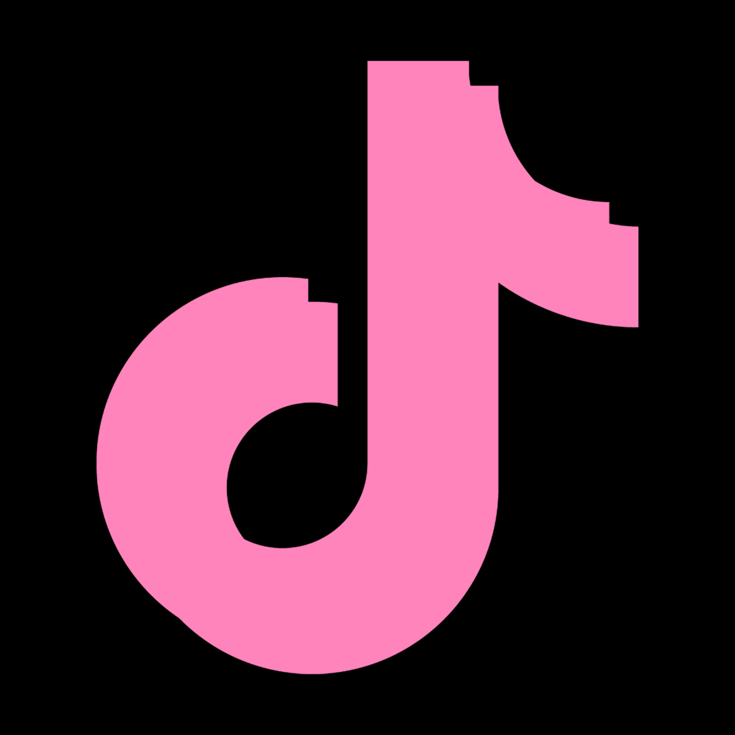 Pink TikTok logo on a black background.