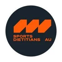 Logo for Sports Dietitians Australia featuring an orange stylized 'M' shape on a dark background.