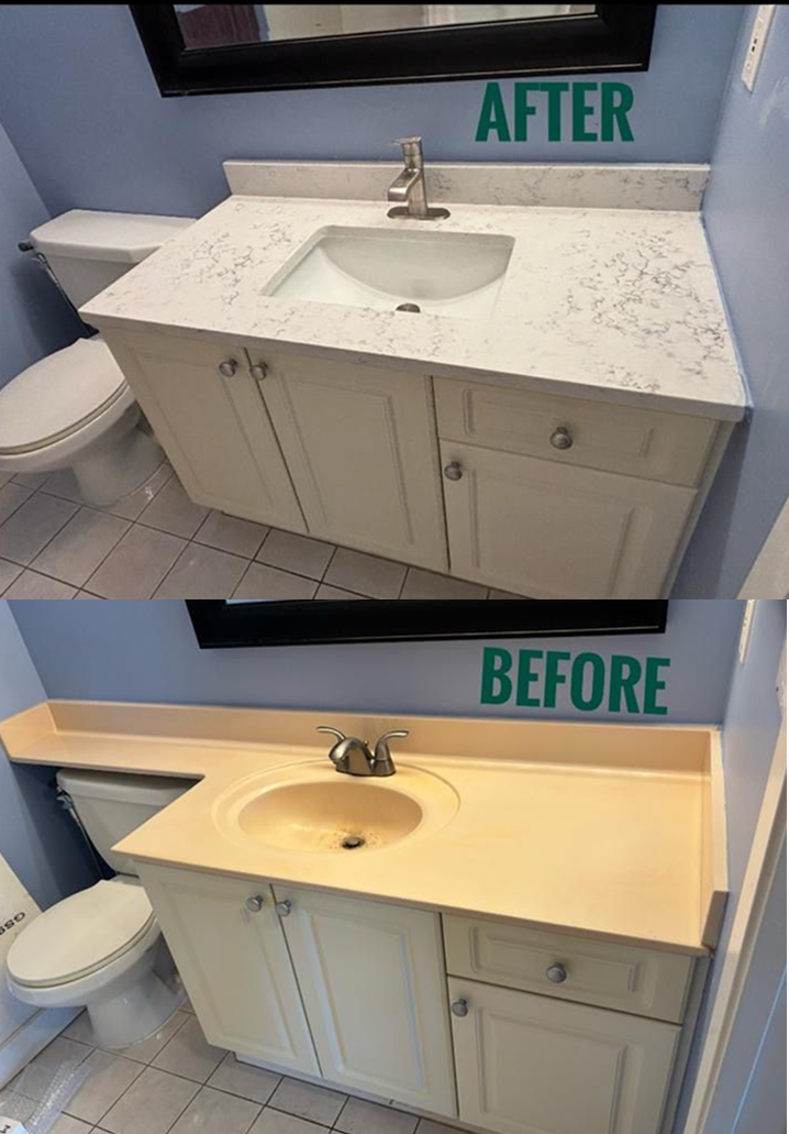 Install or renovate bathroom: Install or replace furnitures; Counte...