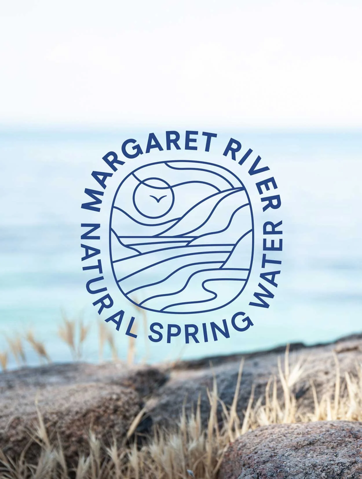 The Margaret River Natural Spring Water logo created and illustrated by Dessein