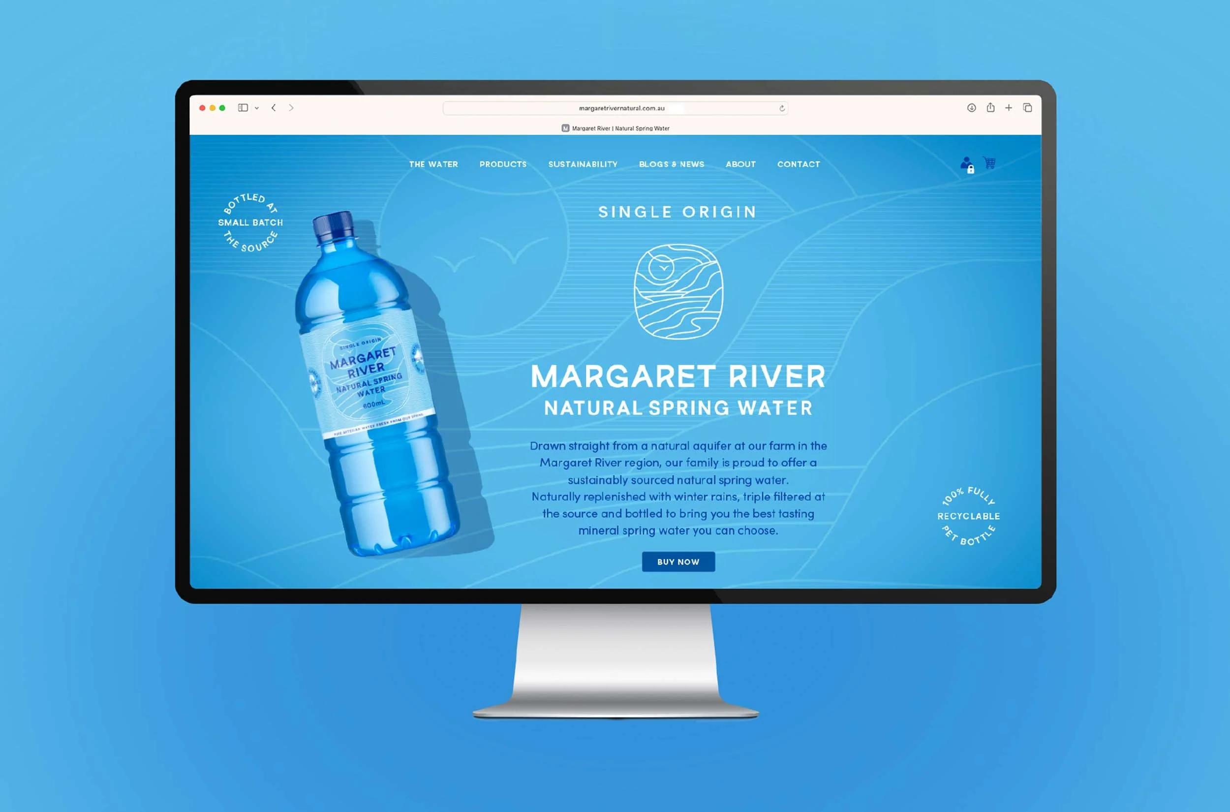 The homepage mock up designed by Dessein for Margaret River Natural Spring Water's website