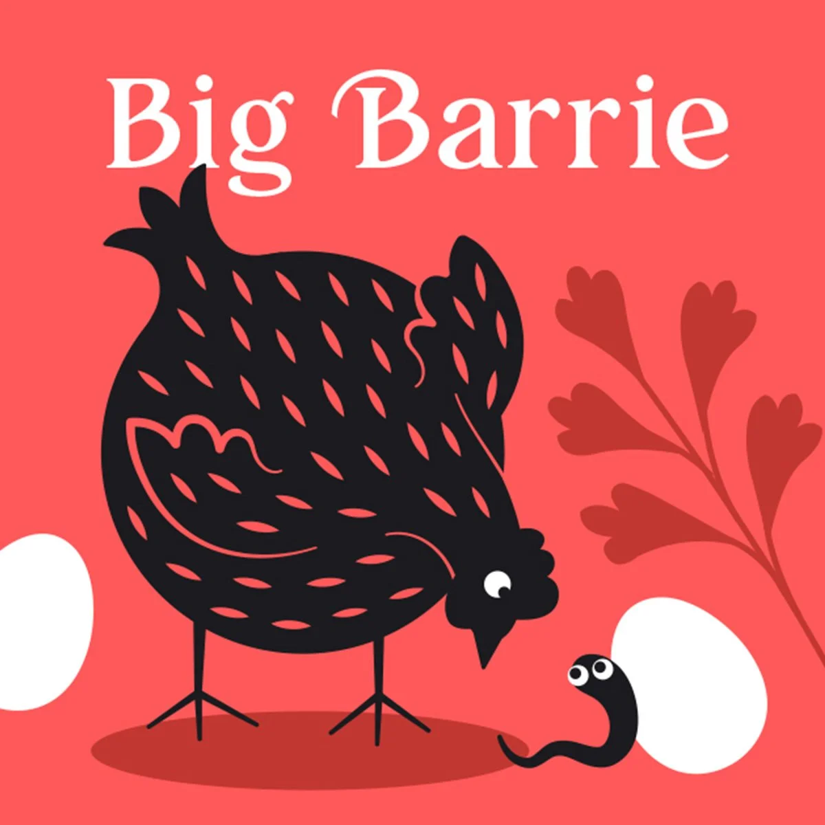 An illustration created by Dessein portraying Mason's Family Farm Eggs large size eggs as 'Big Barry'