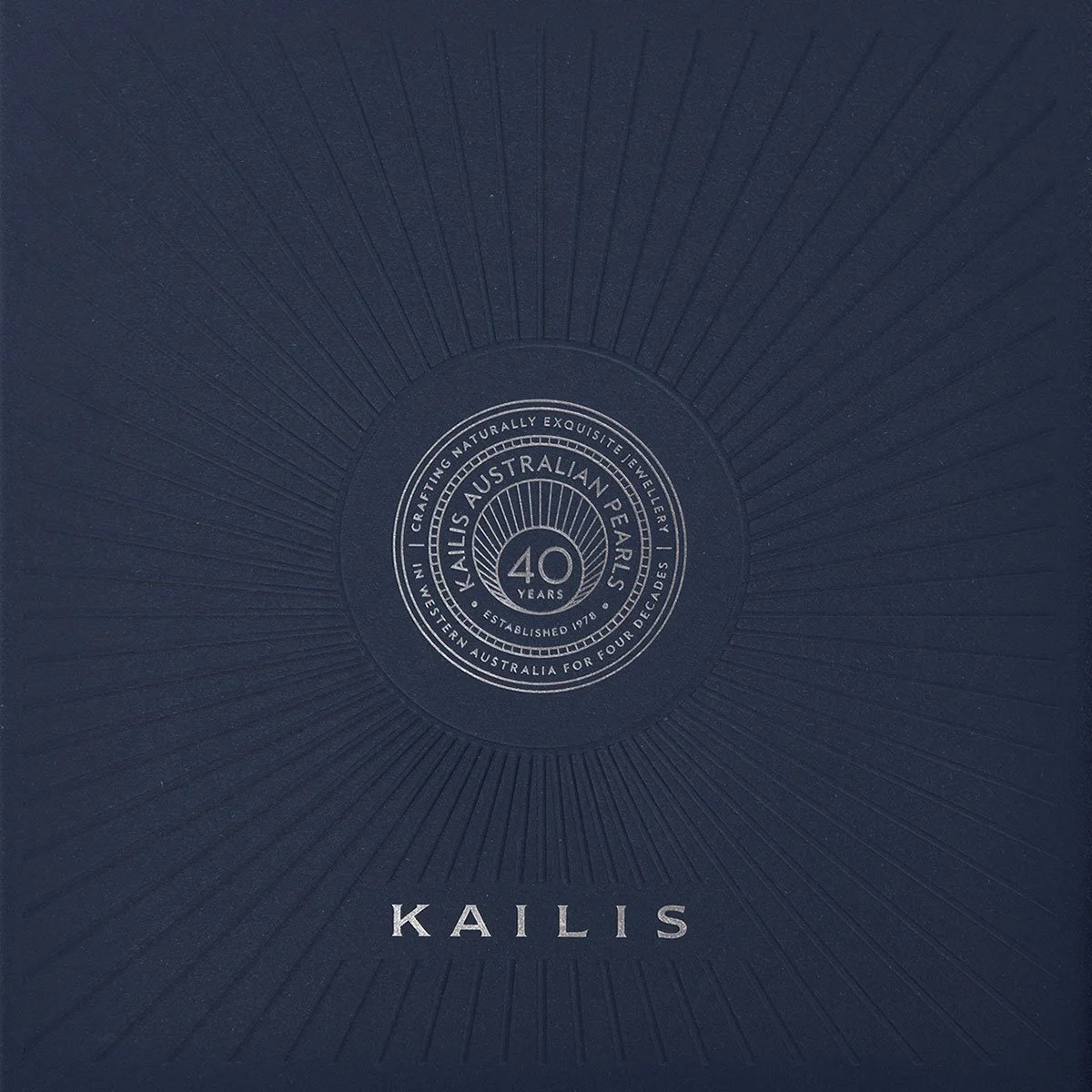 Our front cover booklet design for Kailis Australian Pearls to commemorate their 40 year anniversary