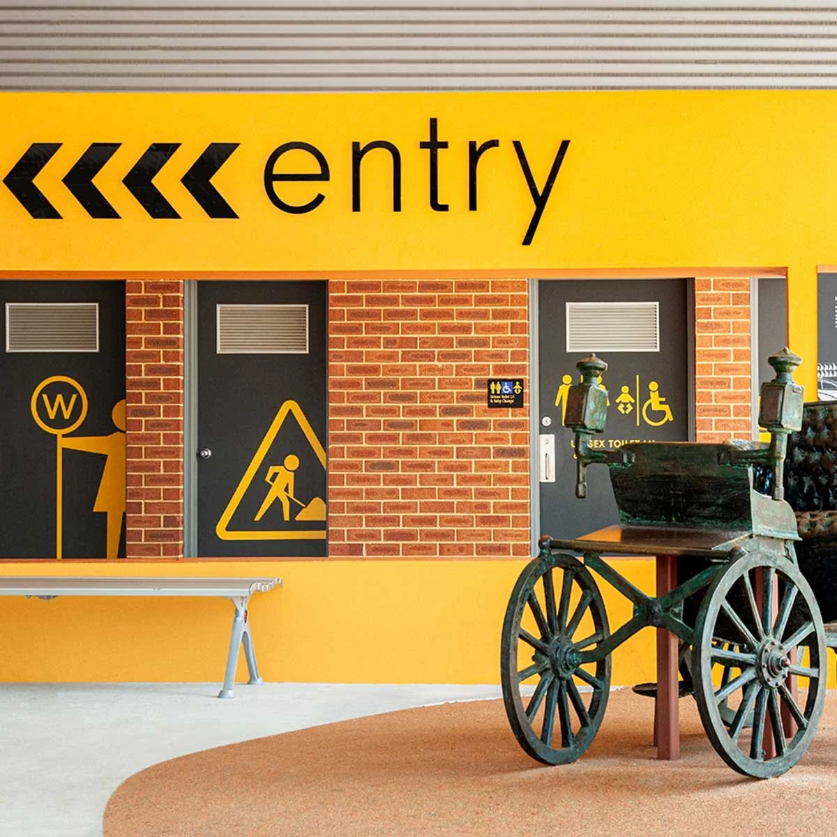 Our wayfinding signage design for Whiteman Park, Western Australia on display at the museum