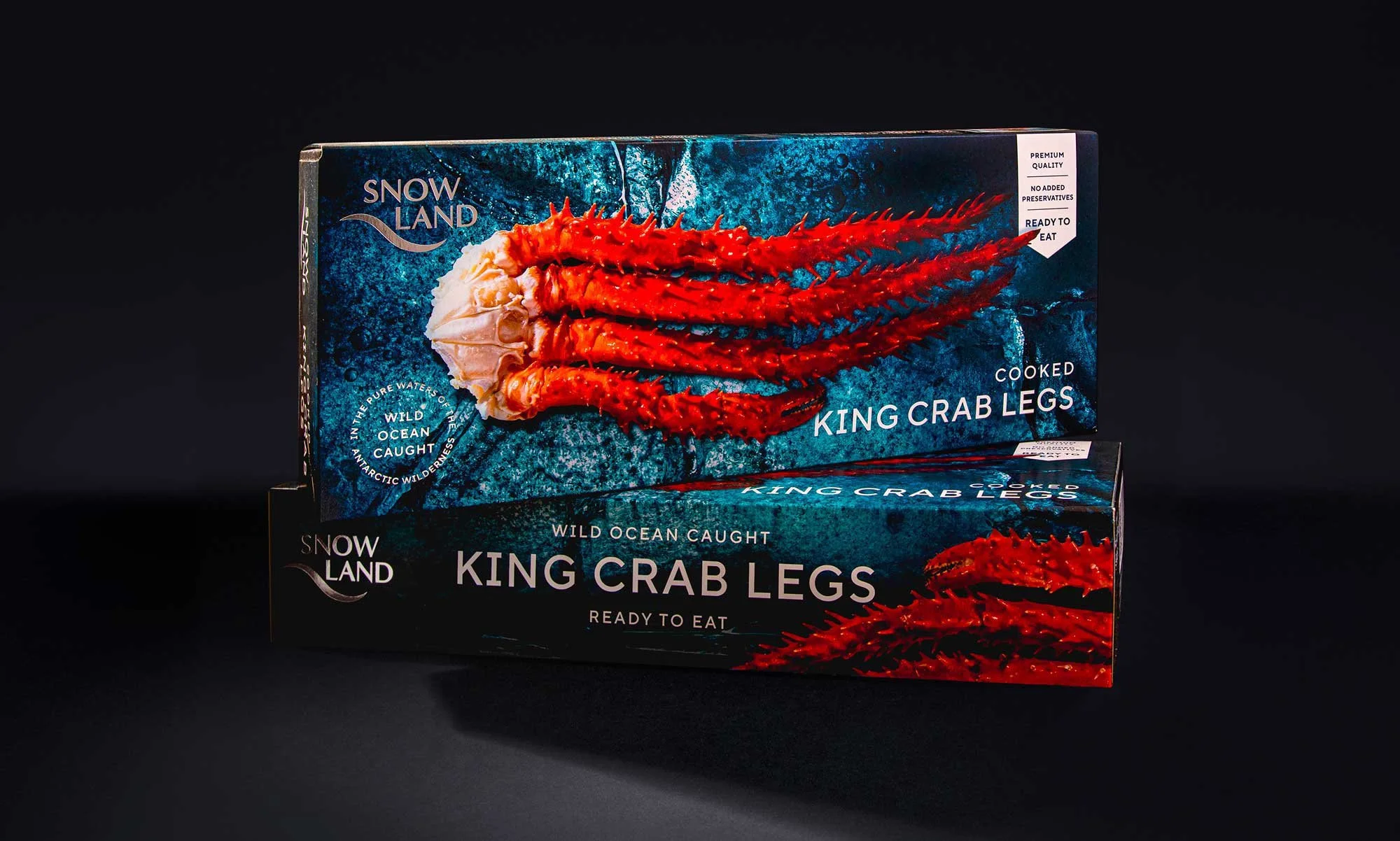 Our product photography services for Snow Land Ready to Eat King Crab Legs