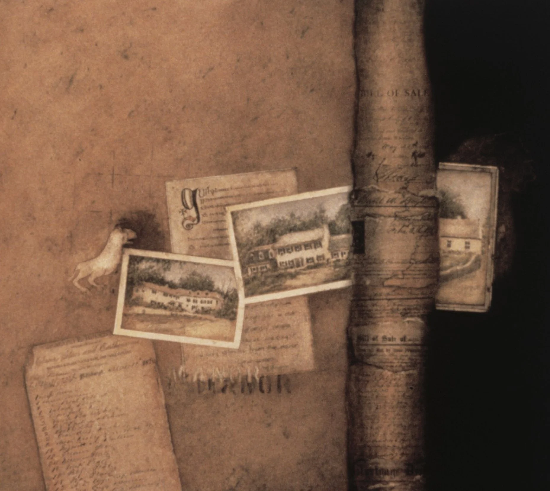 Manor, 18 x 22 in., powdered pigment and collage on paper