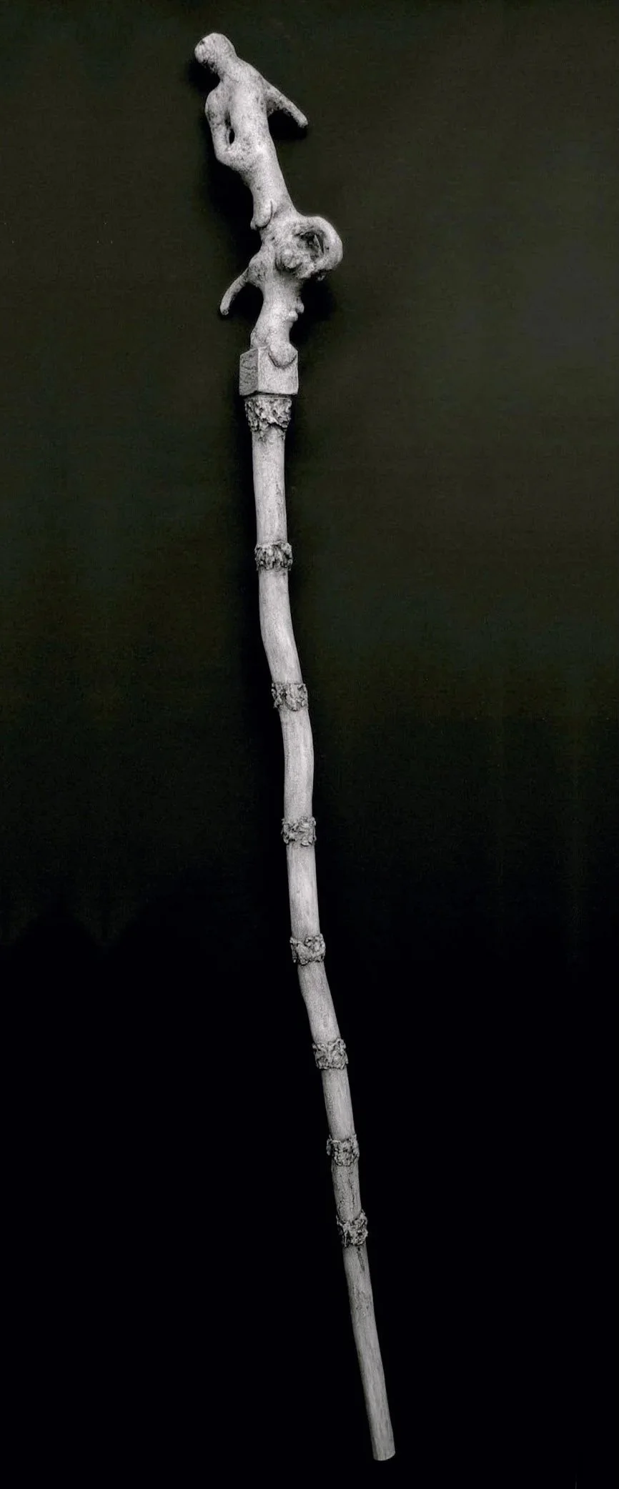Pathing Stick #34, (detail) approximately 72",
mixed media on wood