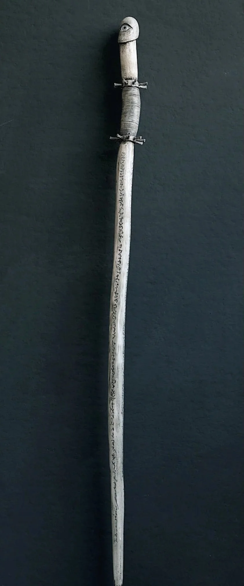 Pathing Stick #4, approximately 72",
mixed media on wood