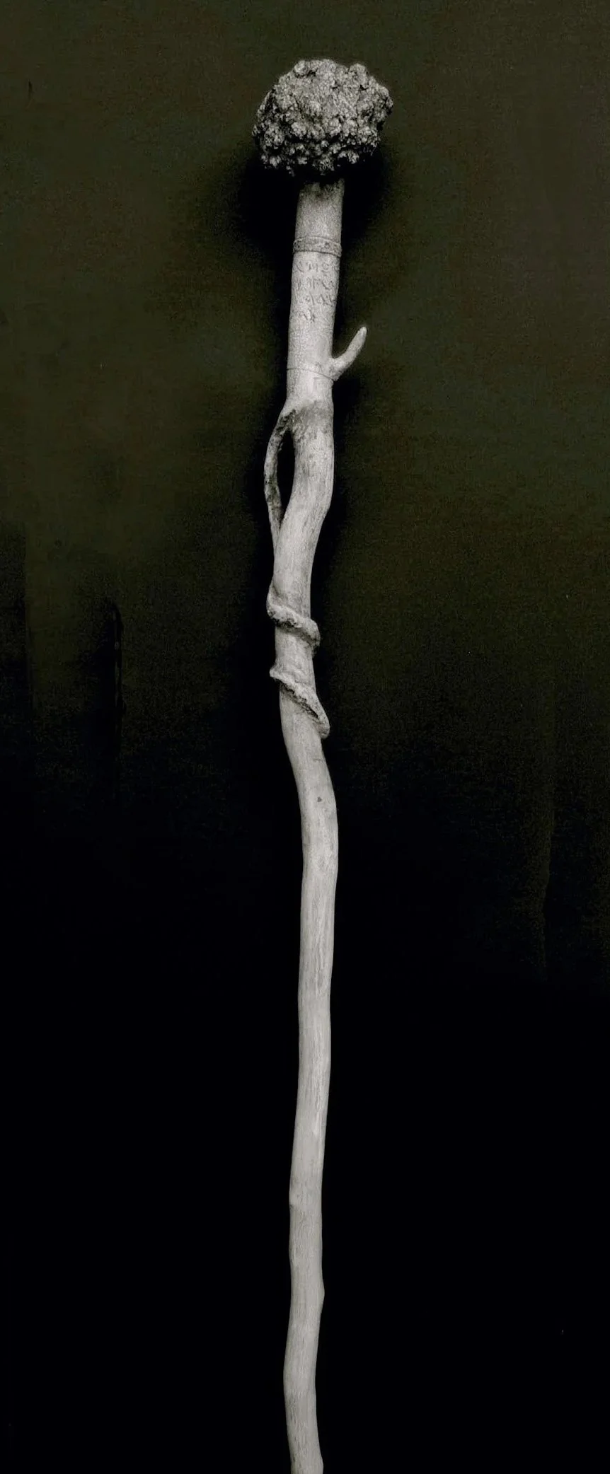 Pathing Stick #30, approximately 72",
mixed media on wood
