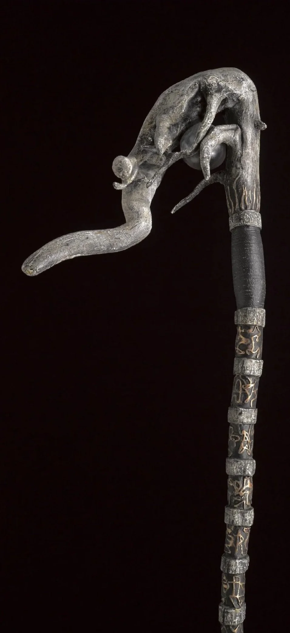 Pathing Stick #39, approximately 72",
mixed media on wood