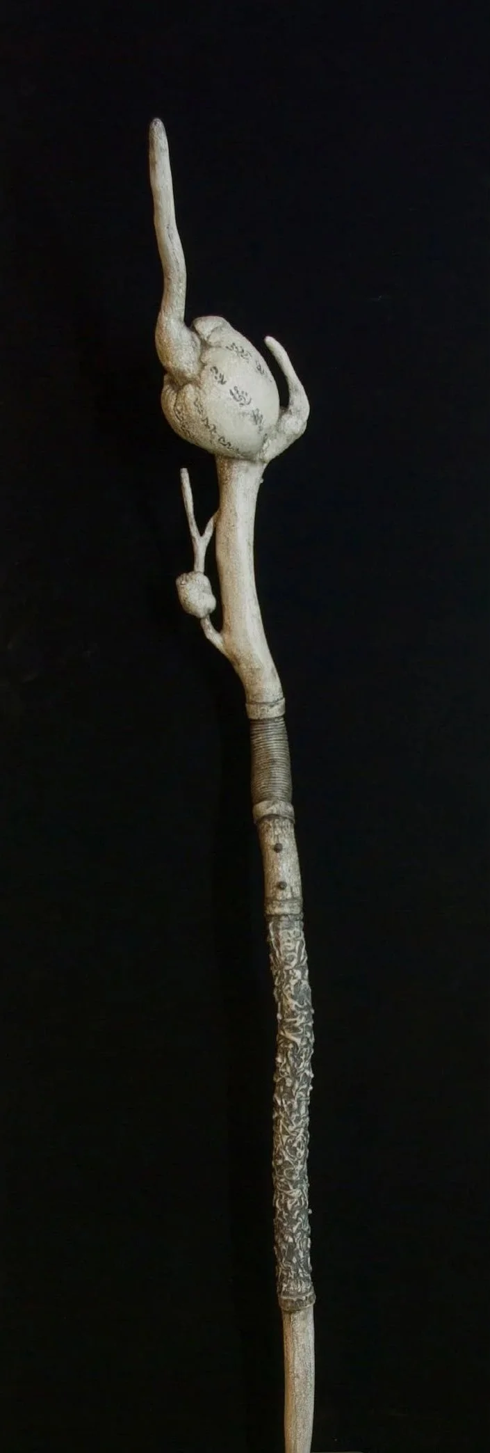 Pathing Stick #41, approximately 72",
mixed media on wood