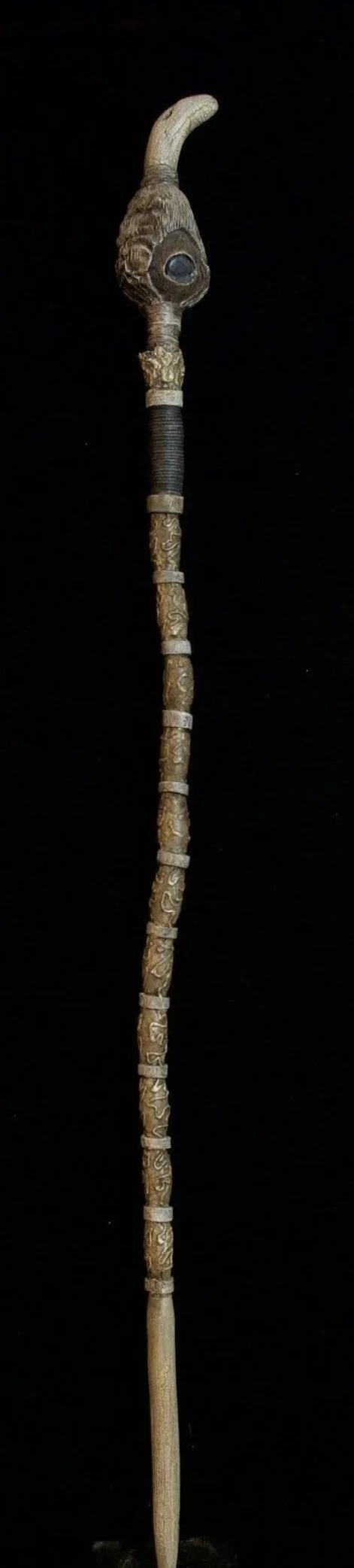 Pathing Stick #45, approximately 72",
mixed media on wood