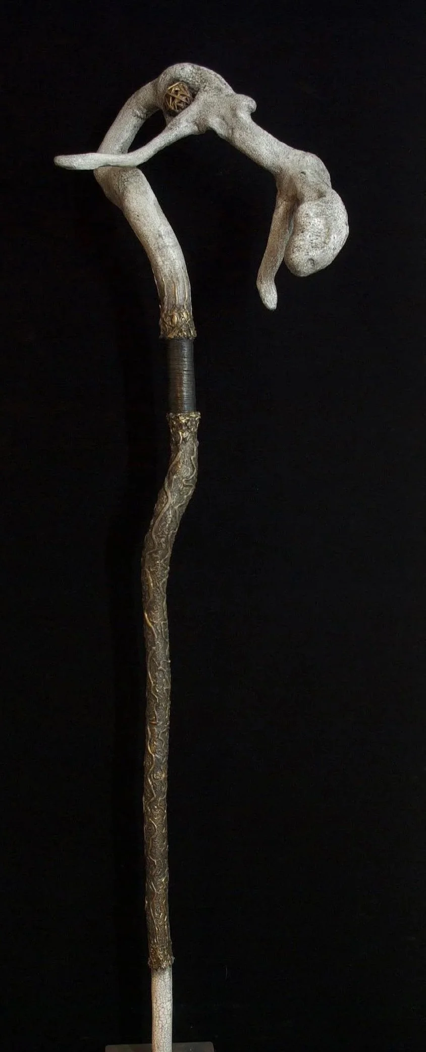Pathing Stick #49, approximately 72",
mixed media on wood