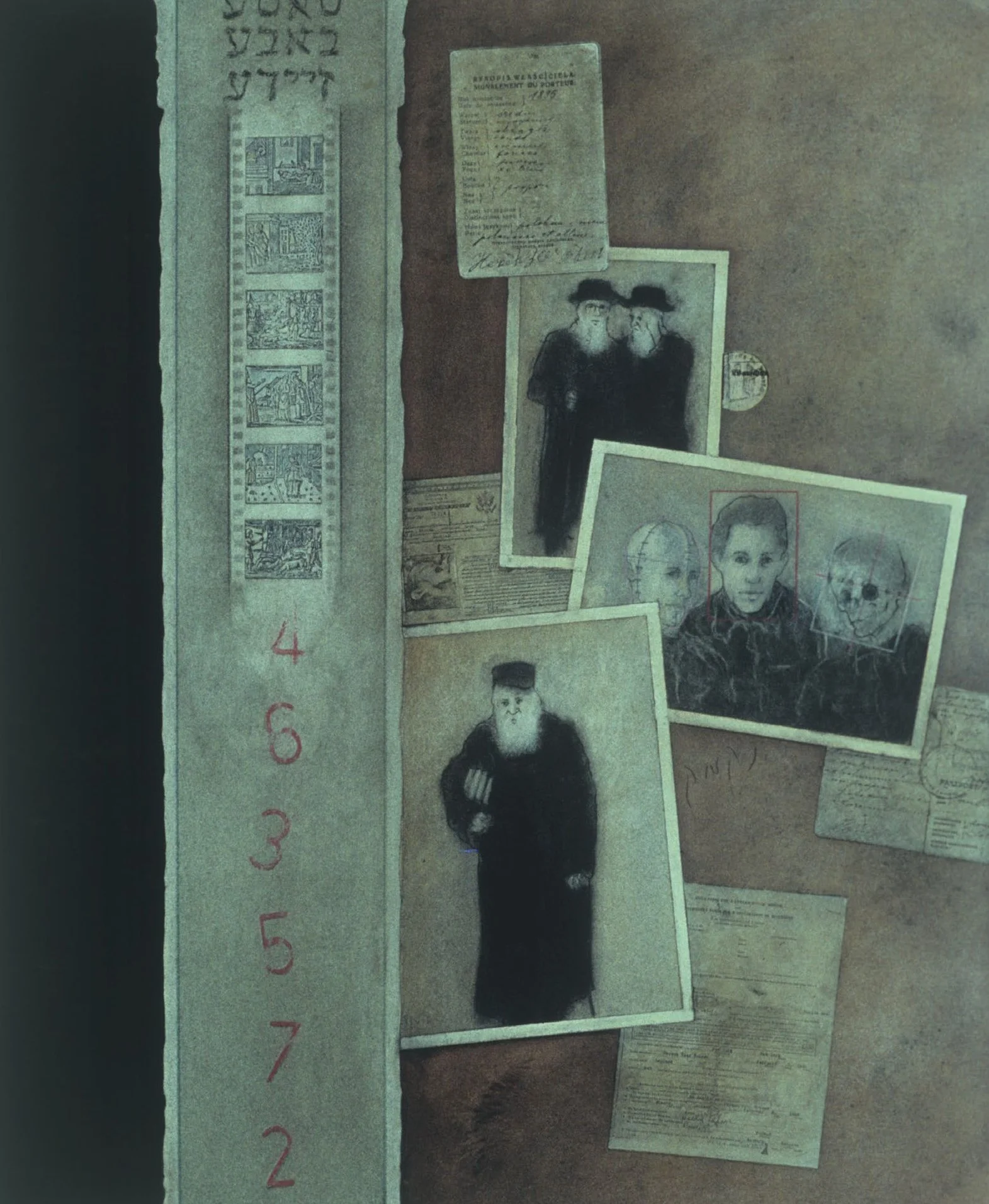 Afflictions, 22 x 18 in., powdered pigment and collage on paper