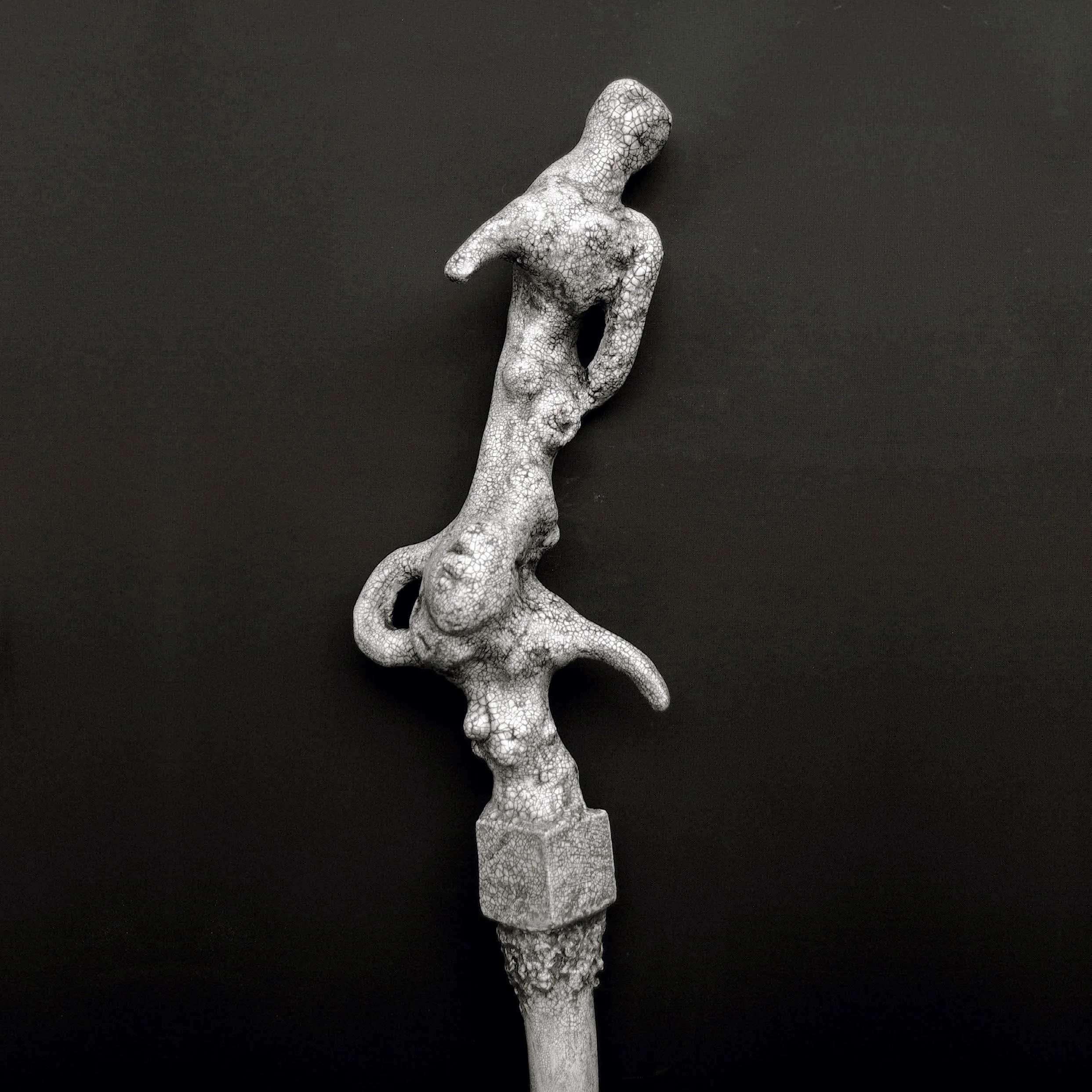 Pathing Stick #34, (detail) approximately 72",
mixed media on wood