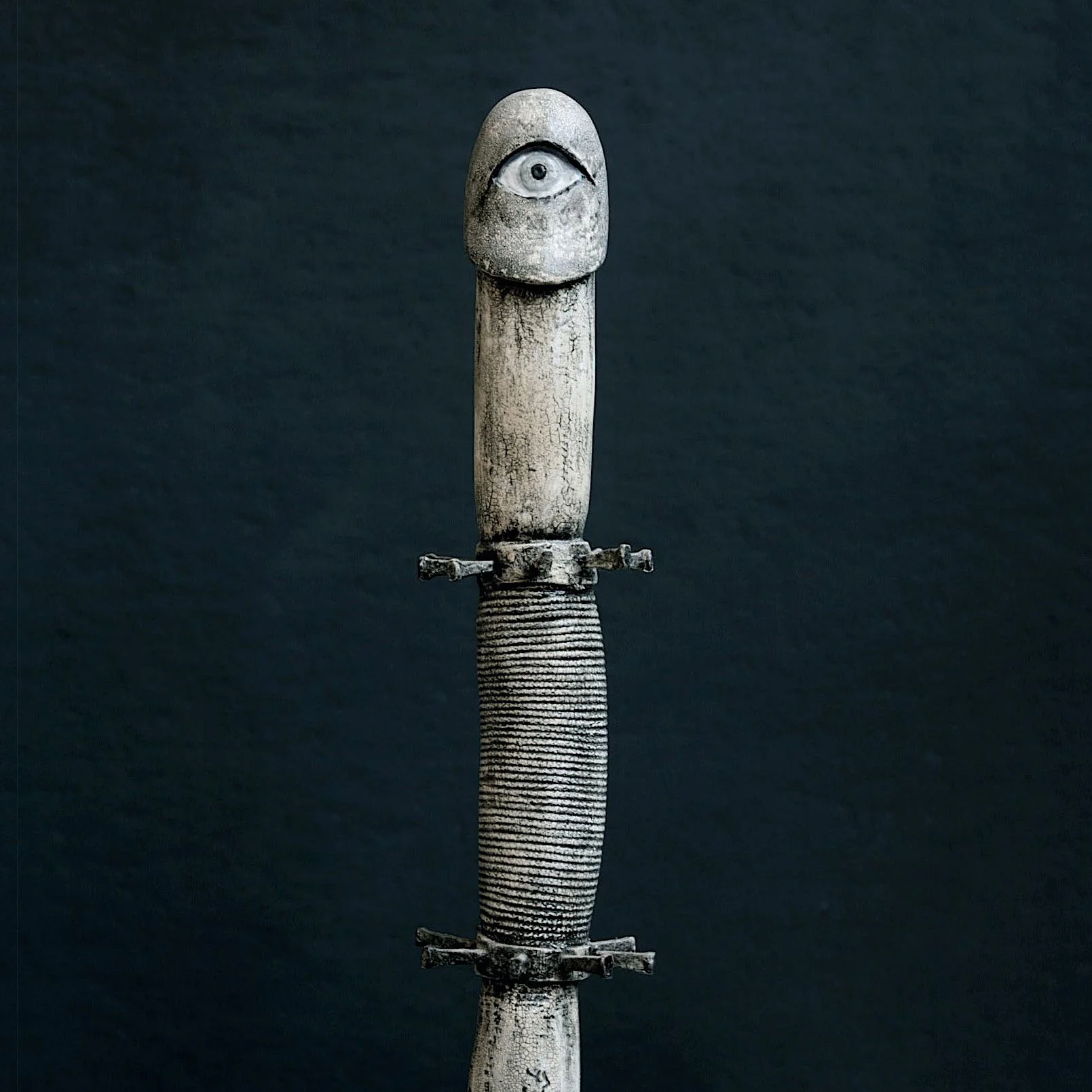 Pathing Stick #4, (detail) approximately 72",
mixed media on wood