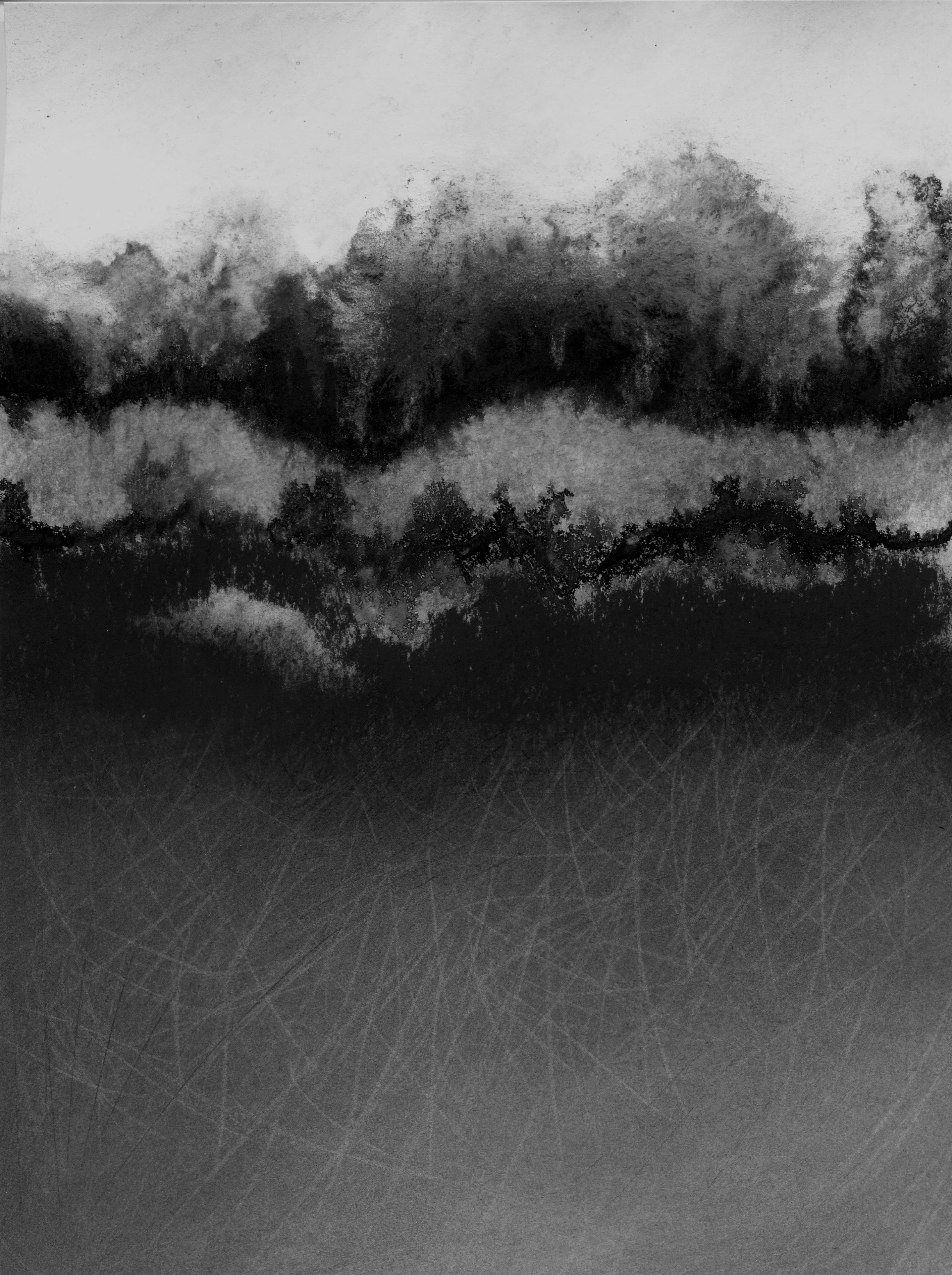 Ice Water XIV, 10" X 8" charcoal on paper