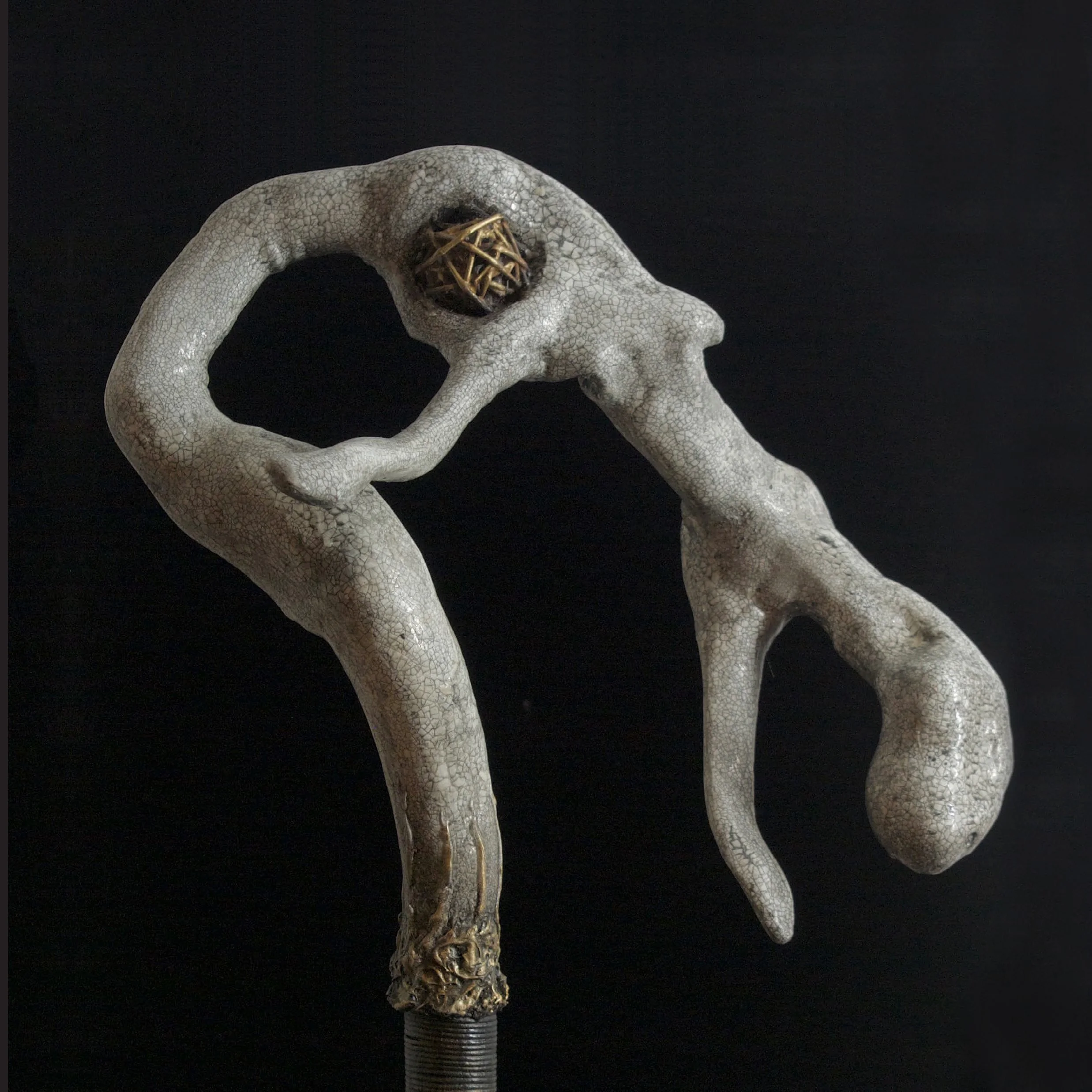 Pathing Stick #49, (detail) approximately 72",
mixed media on wood