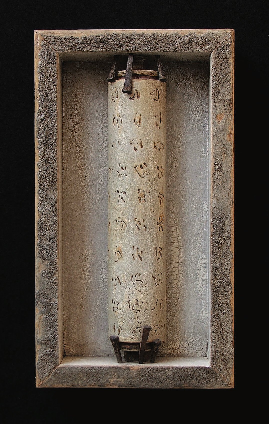 Nailed III, 13 x 8 x 2 in., mixed media