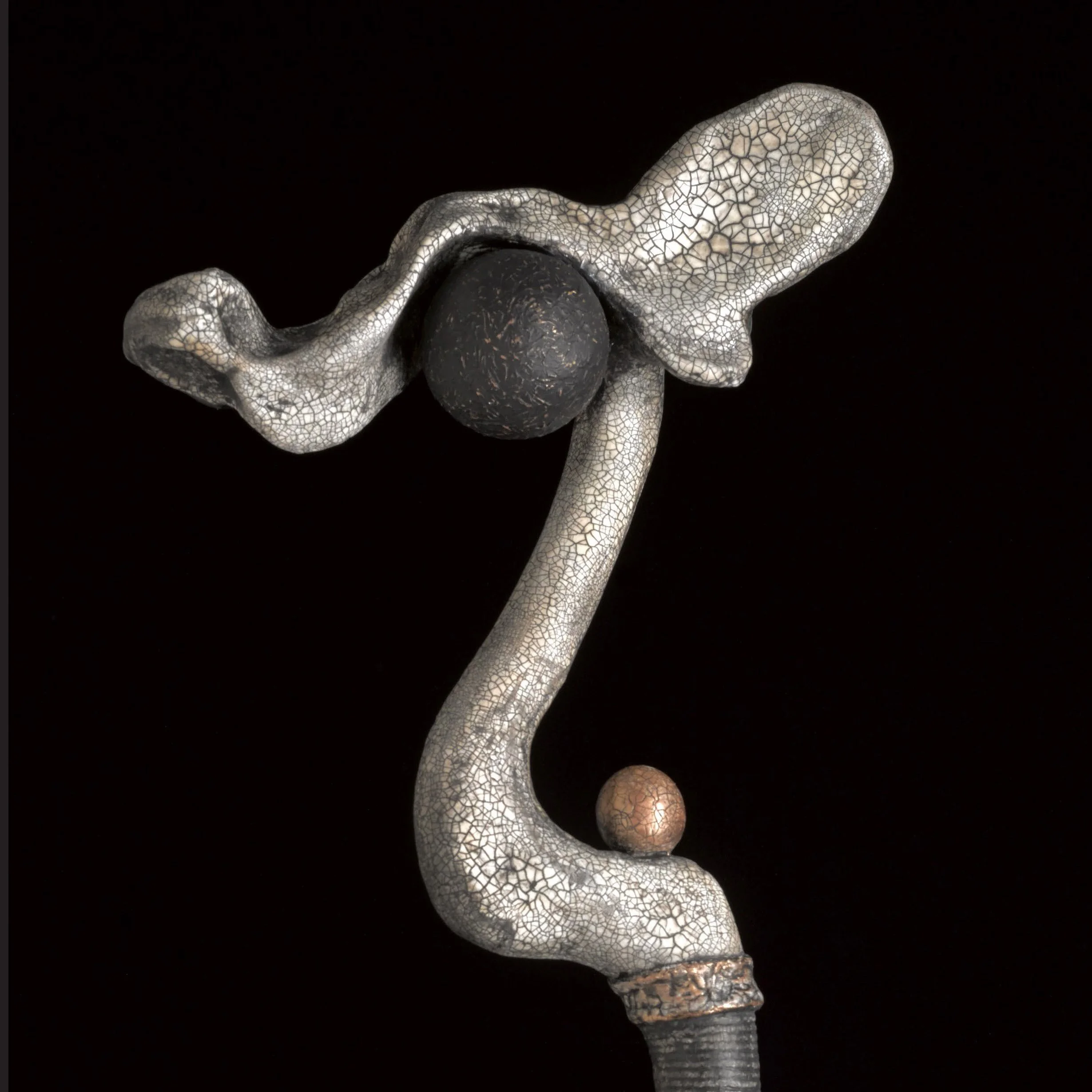 Pathing Stick #46, (detail) approximately 72",
mixed media on wood