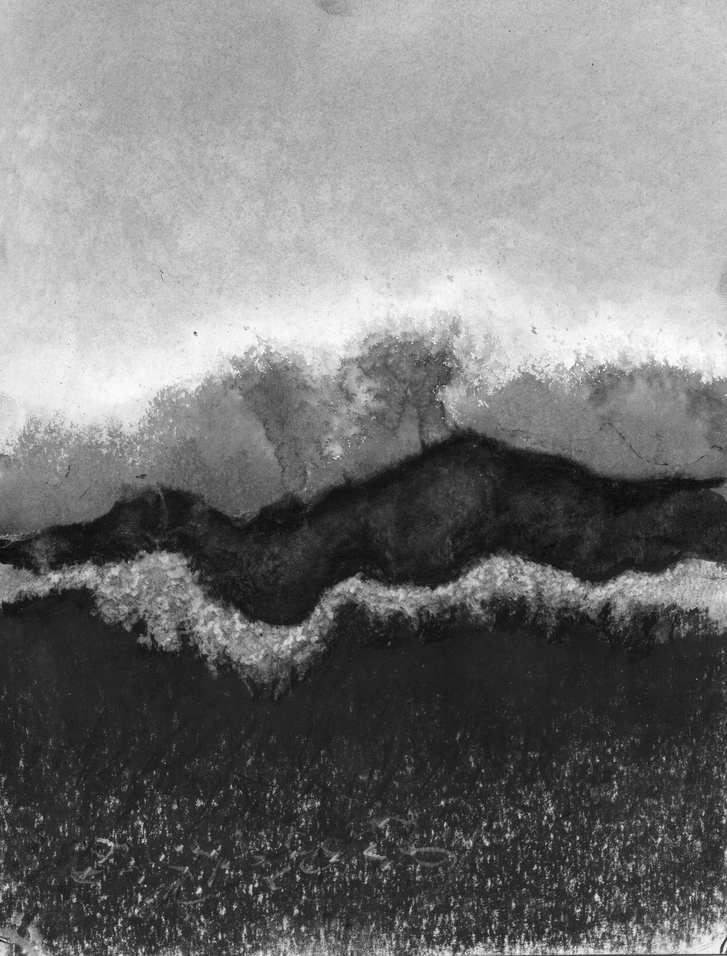 Ice Water VIII, 10" X 8" charcoal on paper