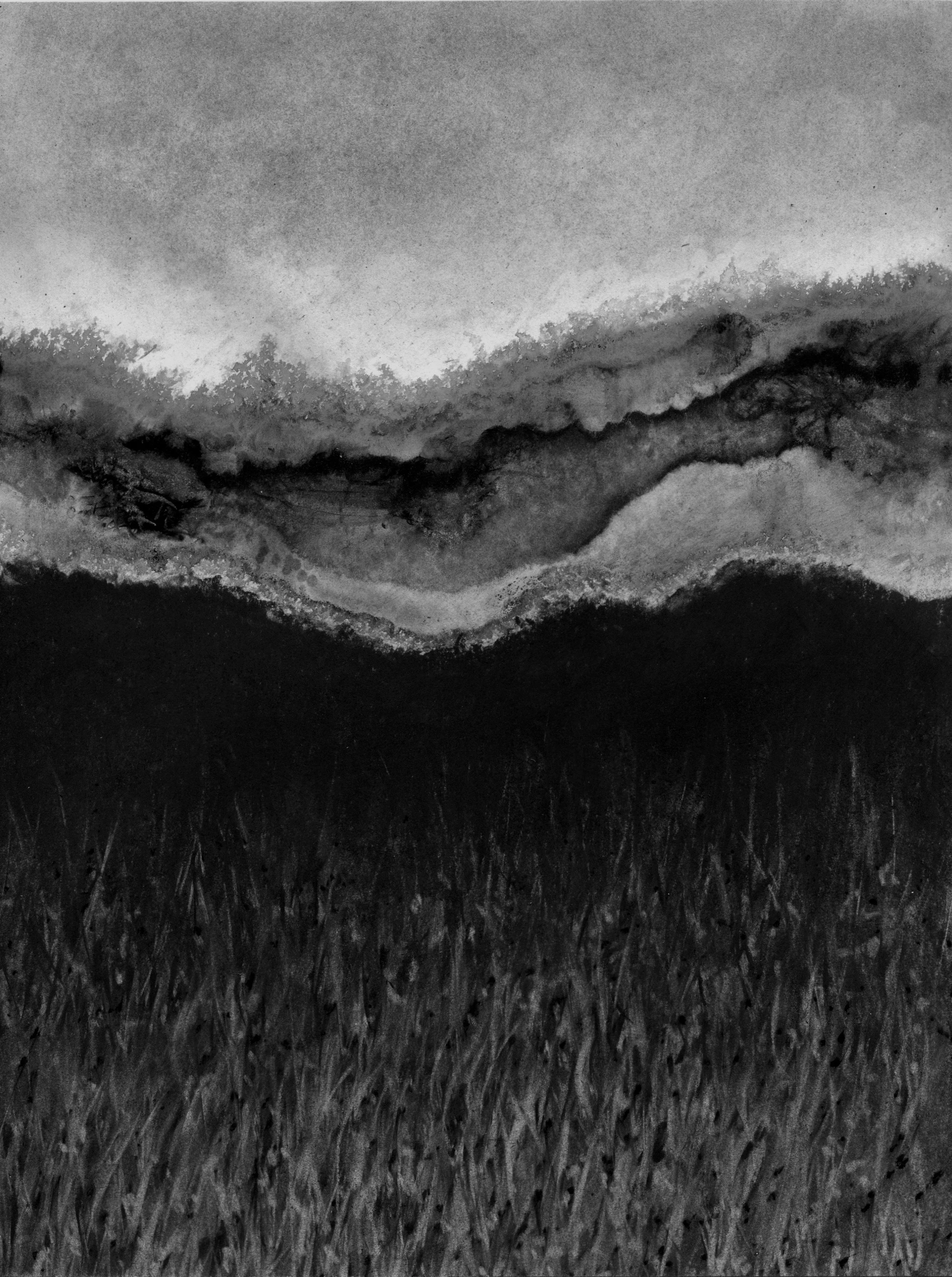 Ice Water VII, 10" X 8" charcoal on paper