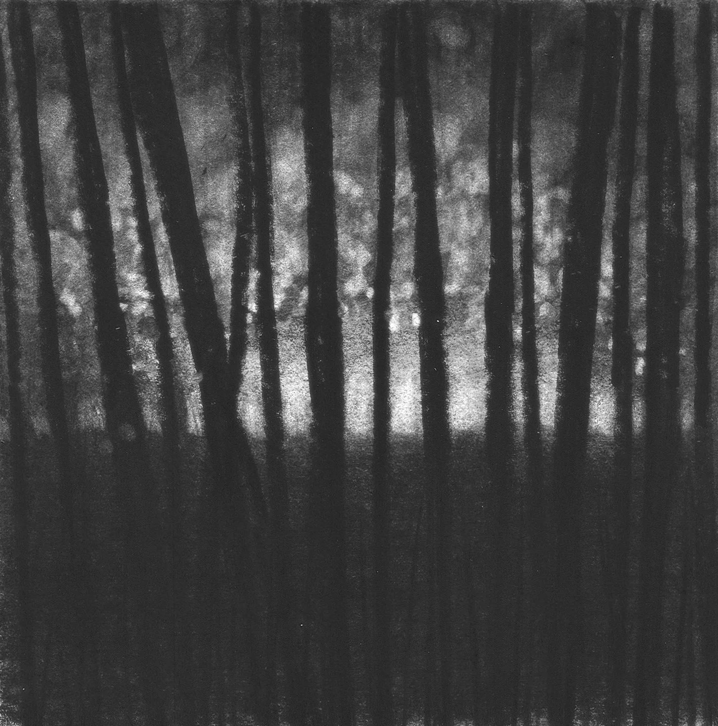 Night Glow, 5" x 5" charcoal on paper