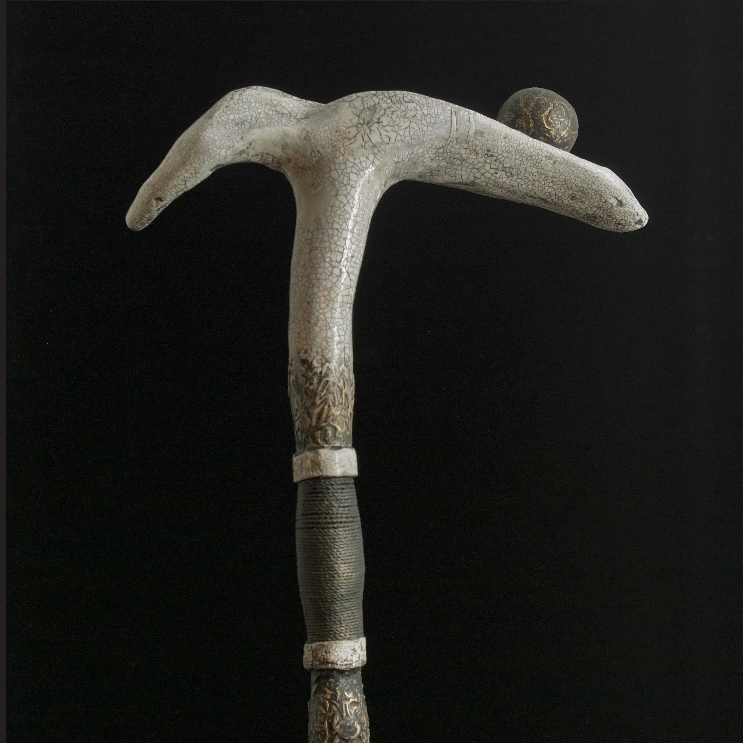 Pathing Stick #48, (detail) approximately 72",
mixed media on wood