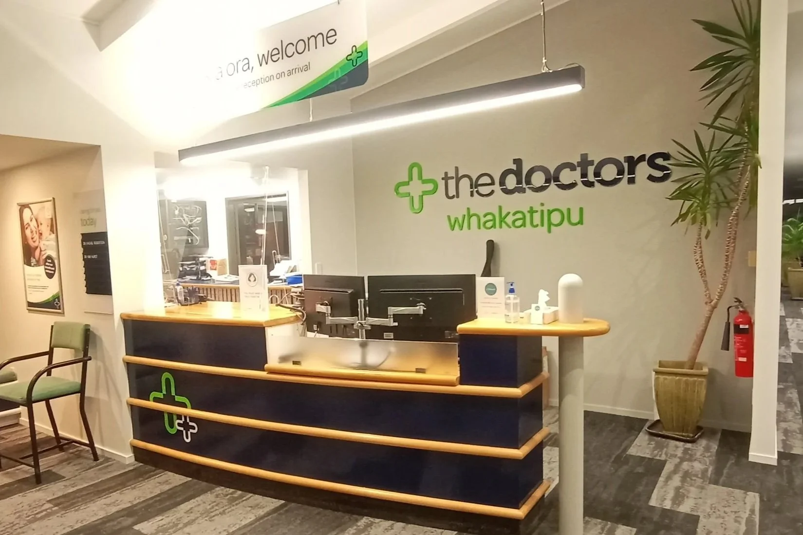 Profile cut lettering, hanging sign and desk decal