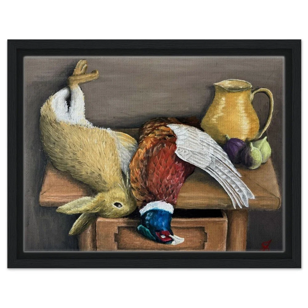 Pheasant, Figs, Rabbit Framed Canvas Print 12