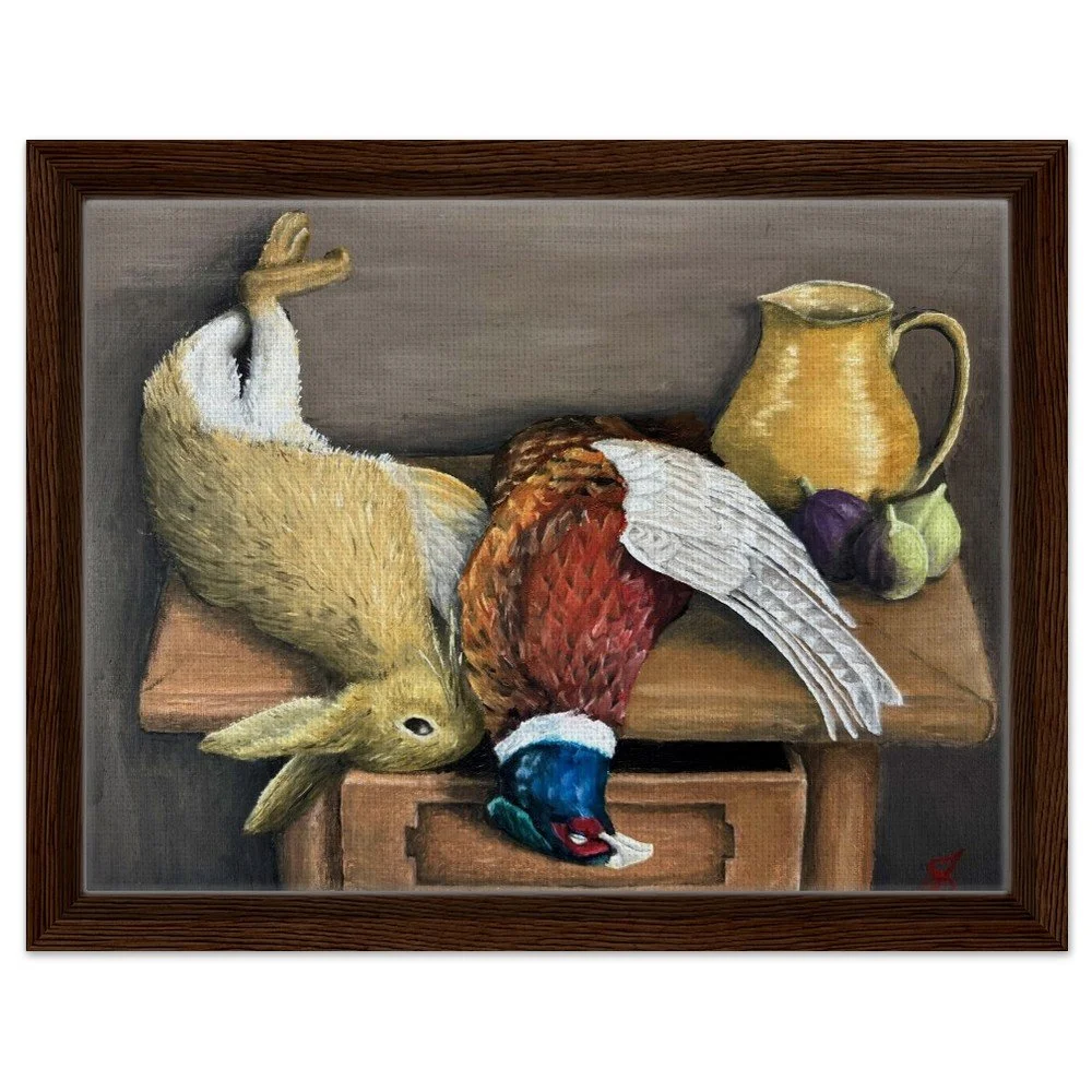 Pheasant, Figs, Rabbit Framed Canvas Print 12