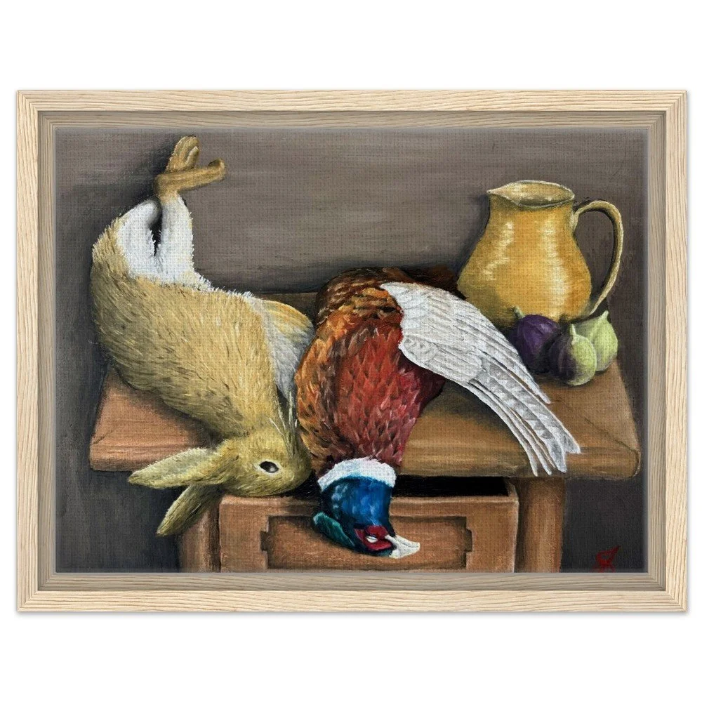 Pheasant, Figs, Rabbit Framed Canvas Print 12