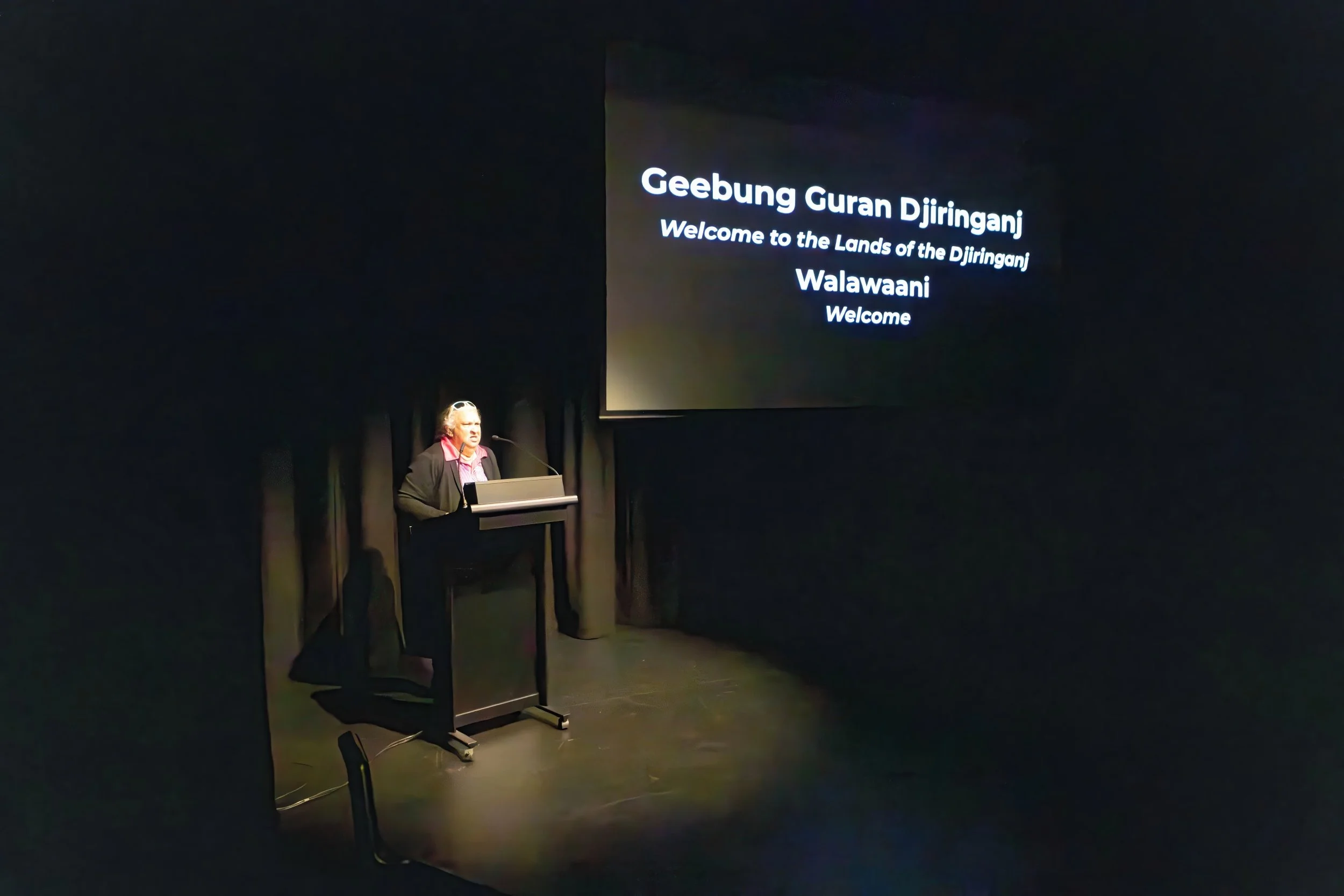 Aunty Glenda Dixon welcomes everyone to the 2025 Festival. 