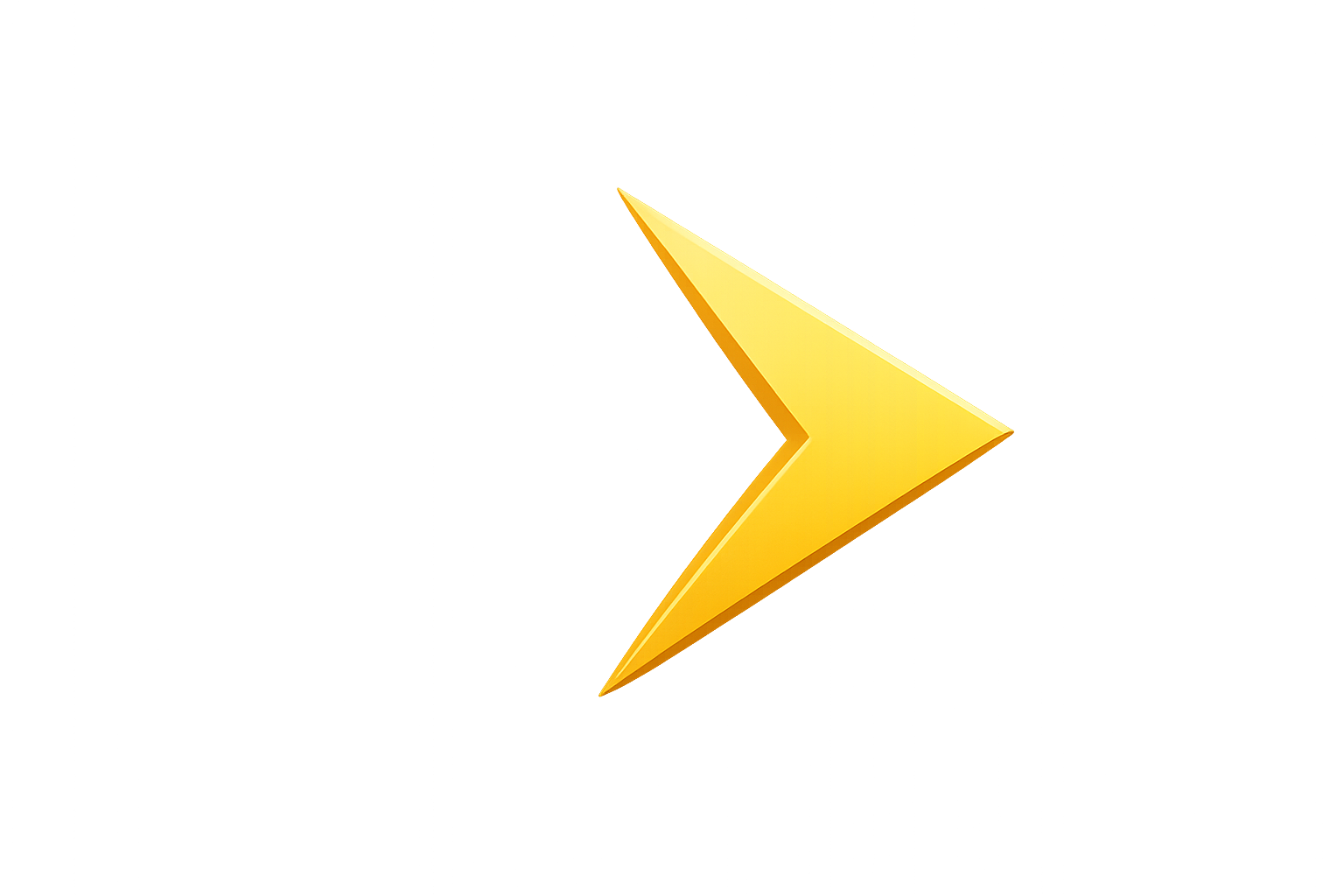 A yellow right-pointing arrow icon with a reflective surface on a dark background.