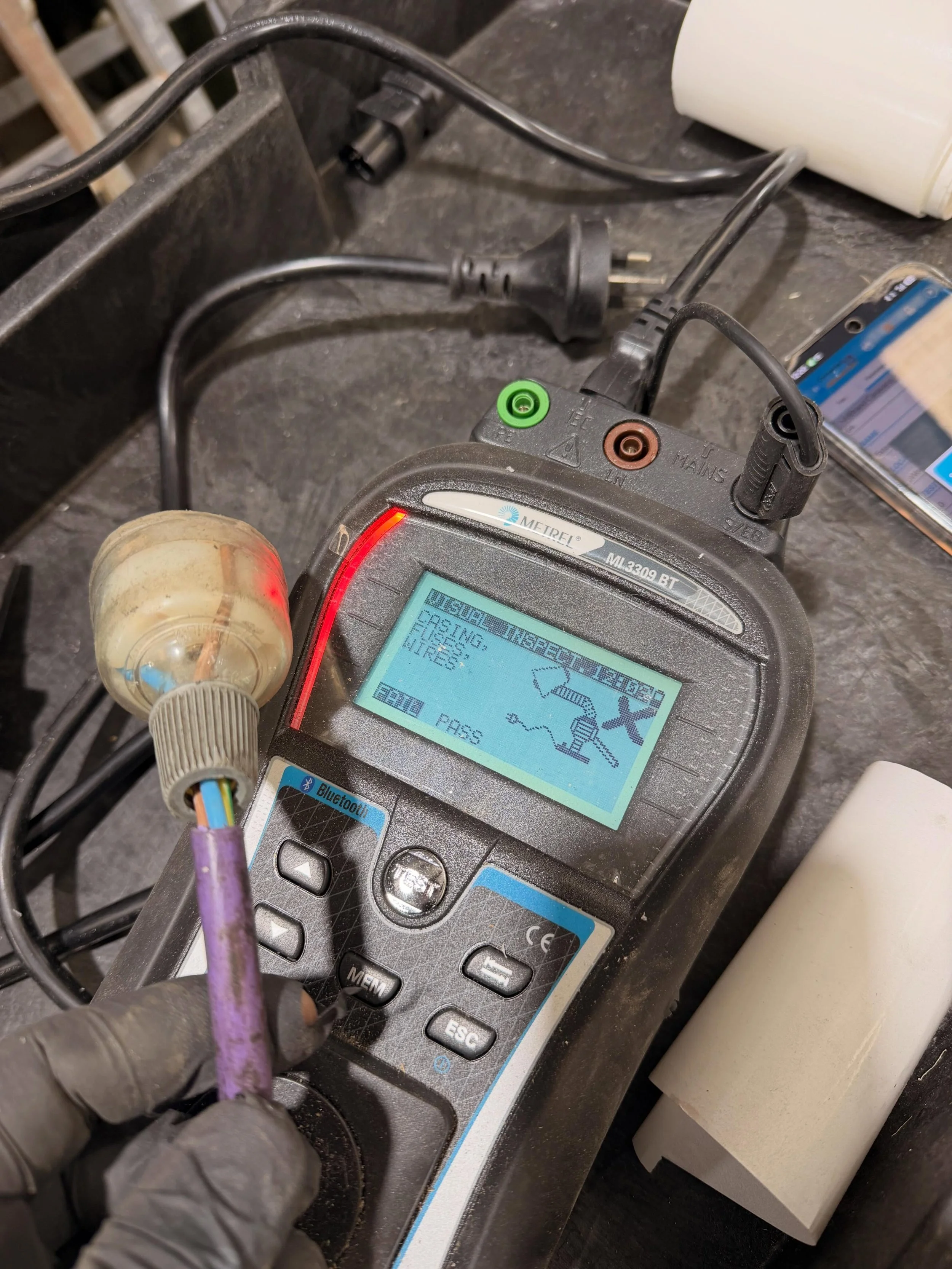 Not every appliance passes a Test &amp; Tag inspection.

During today&rsquo;s testing, we found damaged insulation on this lead before it had the chance to become a safety hazard.

Every failed item is removed from service immediately and reported to