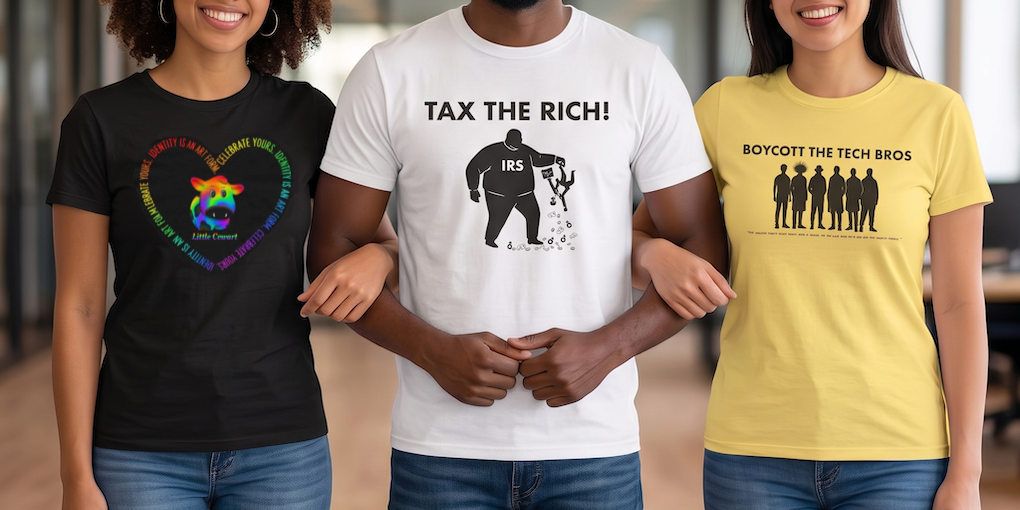 Little Cowart progressive activism and social critique apparel collection.