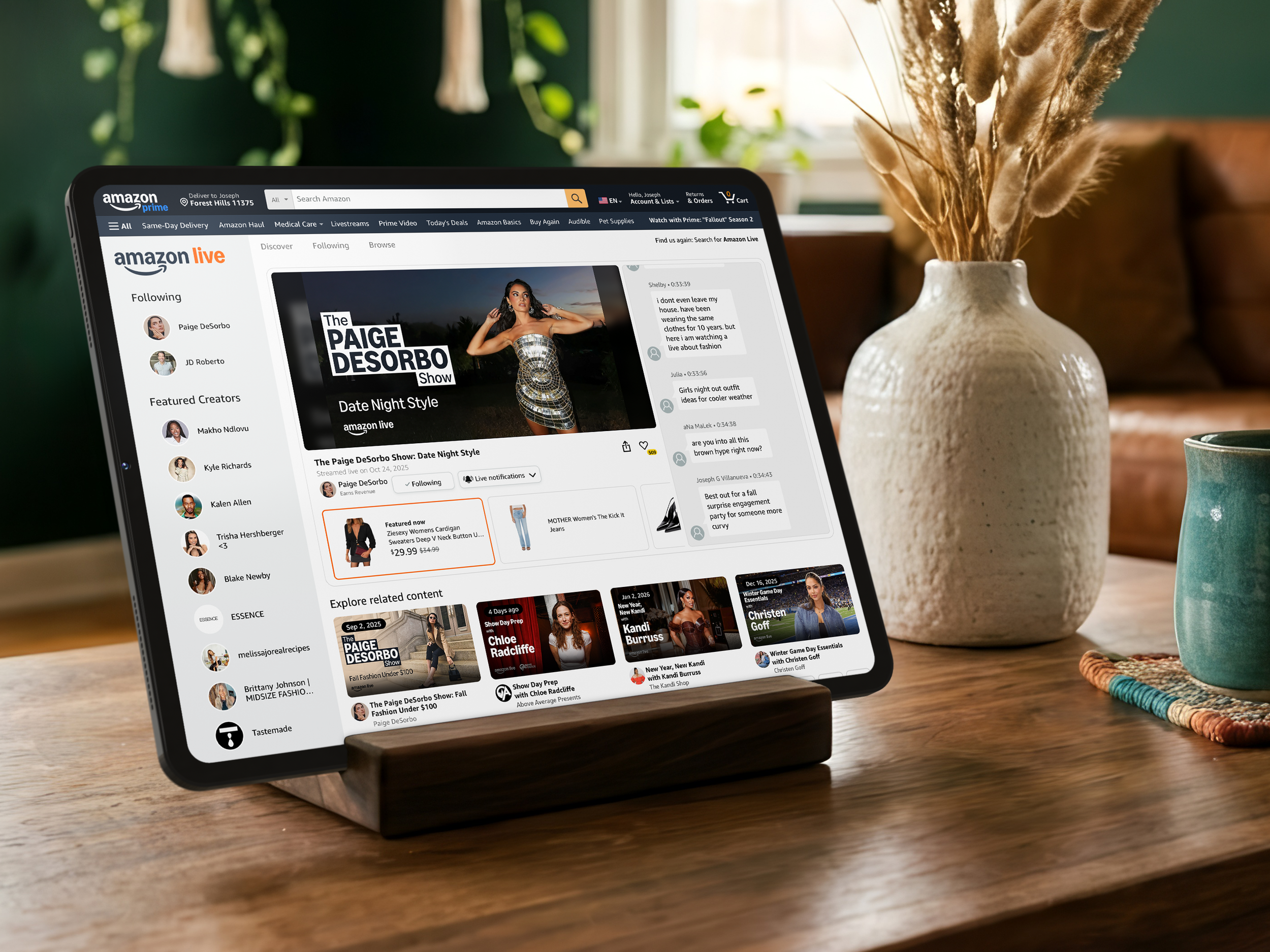 Amazon Live web experience.