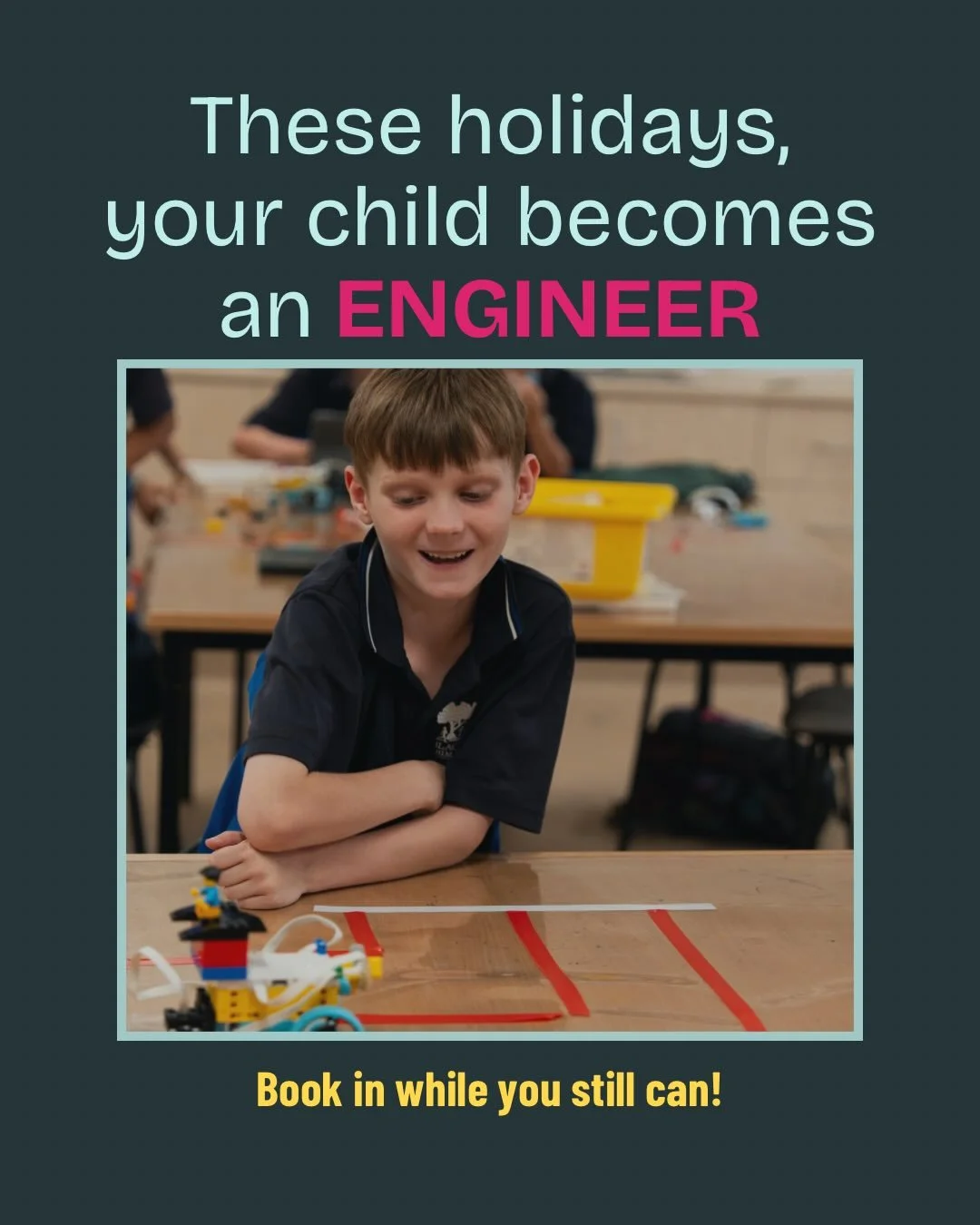 These school holidays, your child could build, code, and invent their very own robot. 🤖✨

Join our full-day robotics workshops in Adelaide this April, perfect for kids aged 7+ with curious minds (no experience needed!).

Using LEGO SPIKE Prime, kids