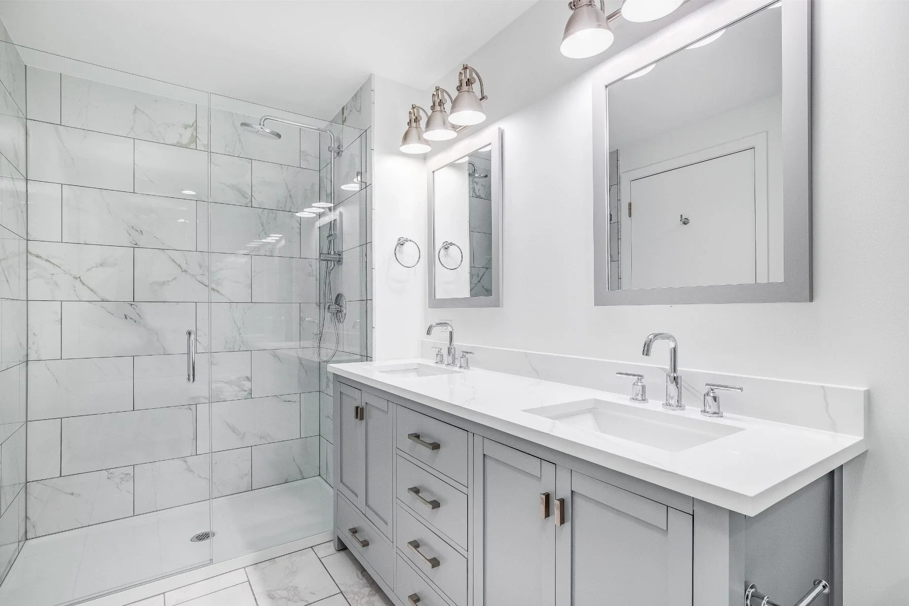 Frameless glass shower enclosure installation — shower remodel Los Angeles — Crystal Peak Construction Inc.