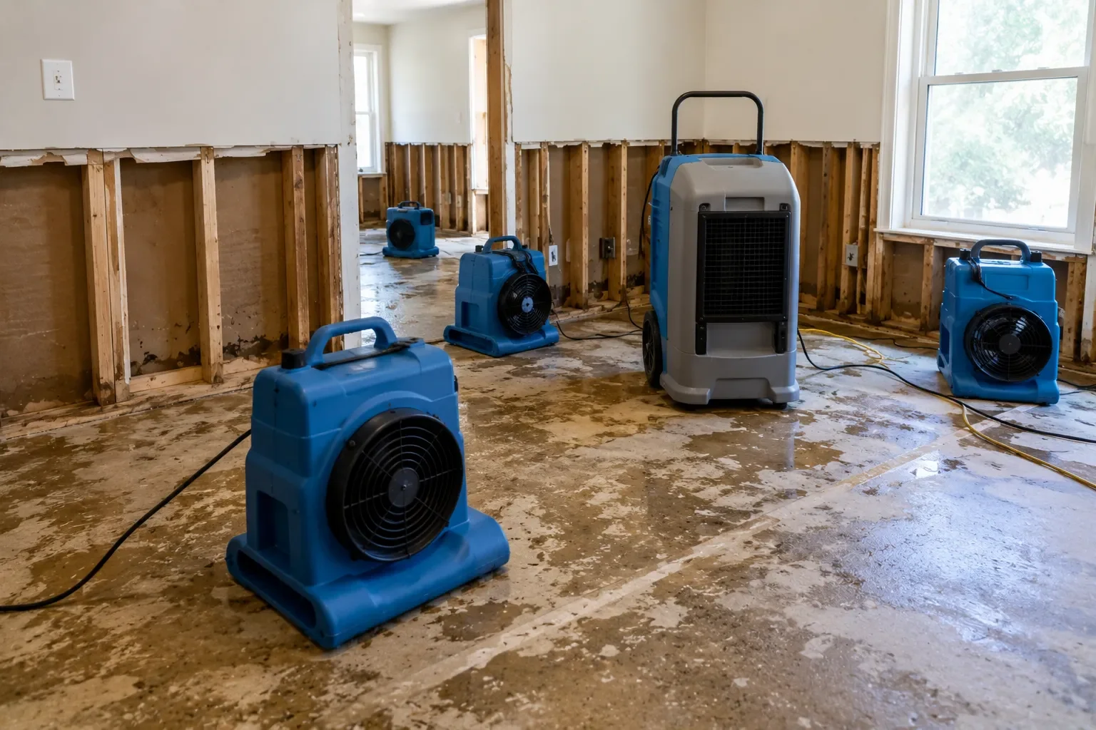 Structural drying equipment during water damage restoration in Los Angeles — Crystal Peak Construction Inc.