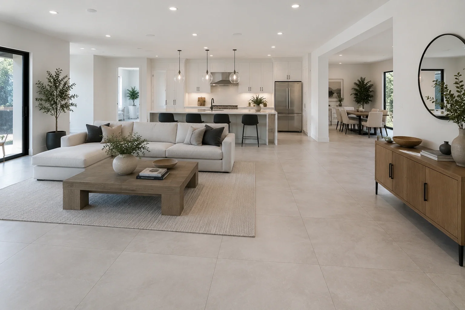 Large format tile flooring installation in Los Angeles — licensed flooring contractor — Crystal Peak Construction Inc.