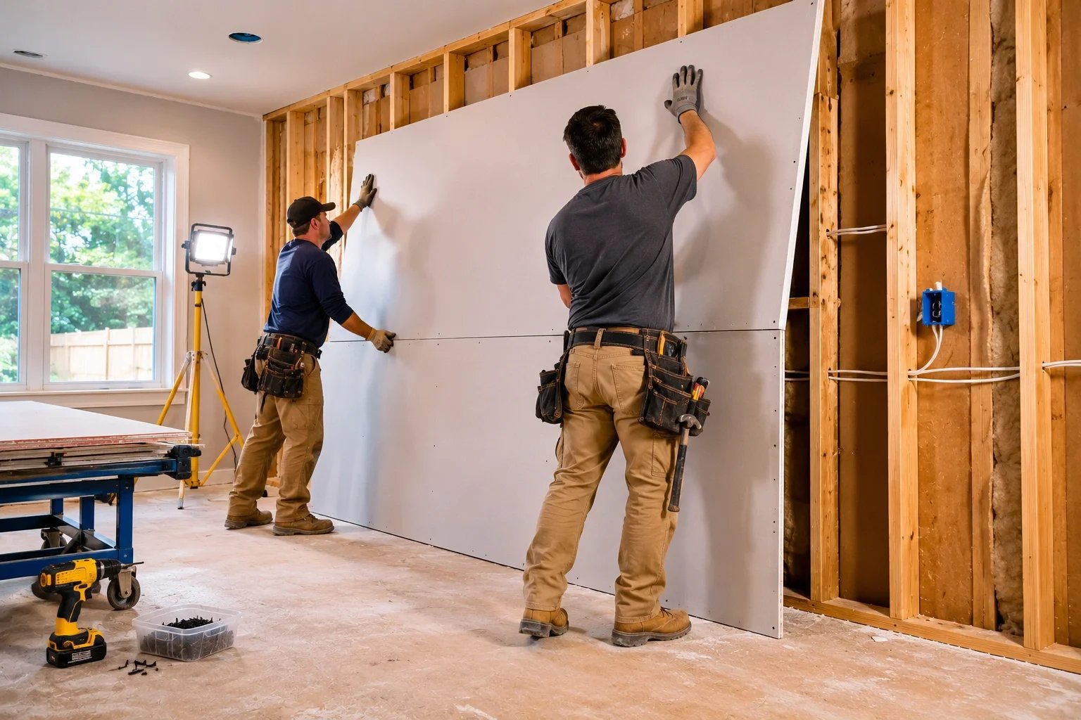 New drywall installation after mold remediation in Los Angeles — Crystal Peak Construction Inc.