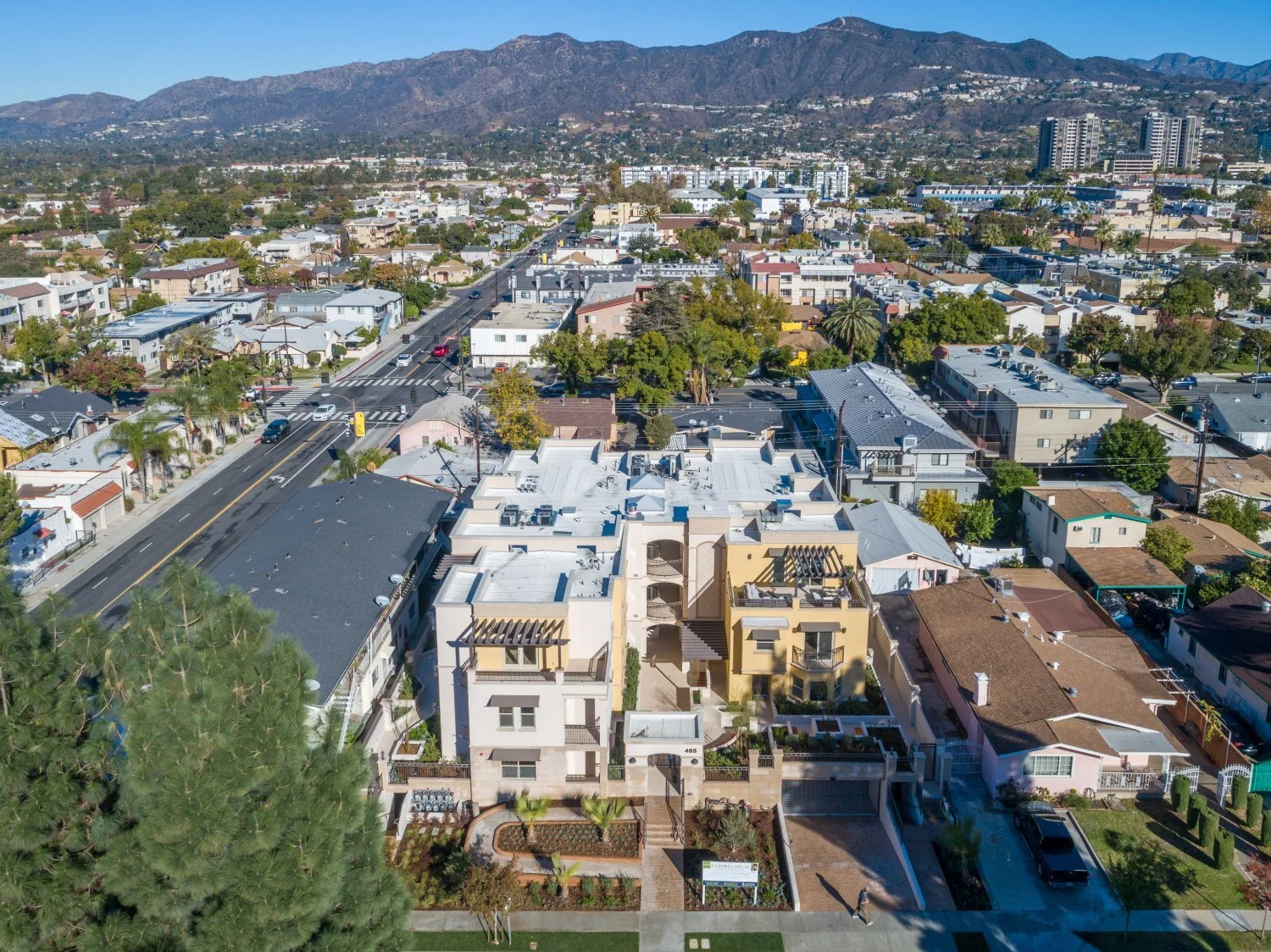 Licensed Aerial view of completed commercial construction project in Glendale — general contractor near me — Crystal Peak Construction Inc.general contractor commercial construction project in Glendale California — Crystal Peak Construction Inc.
