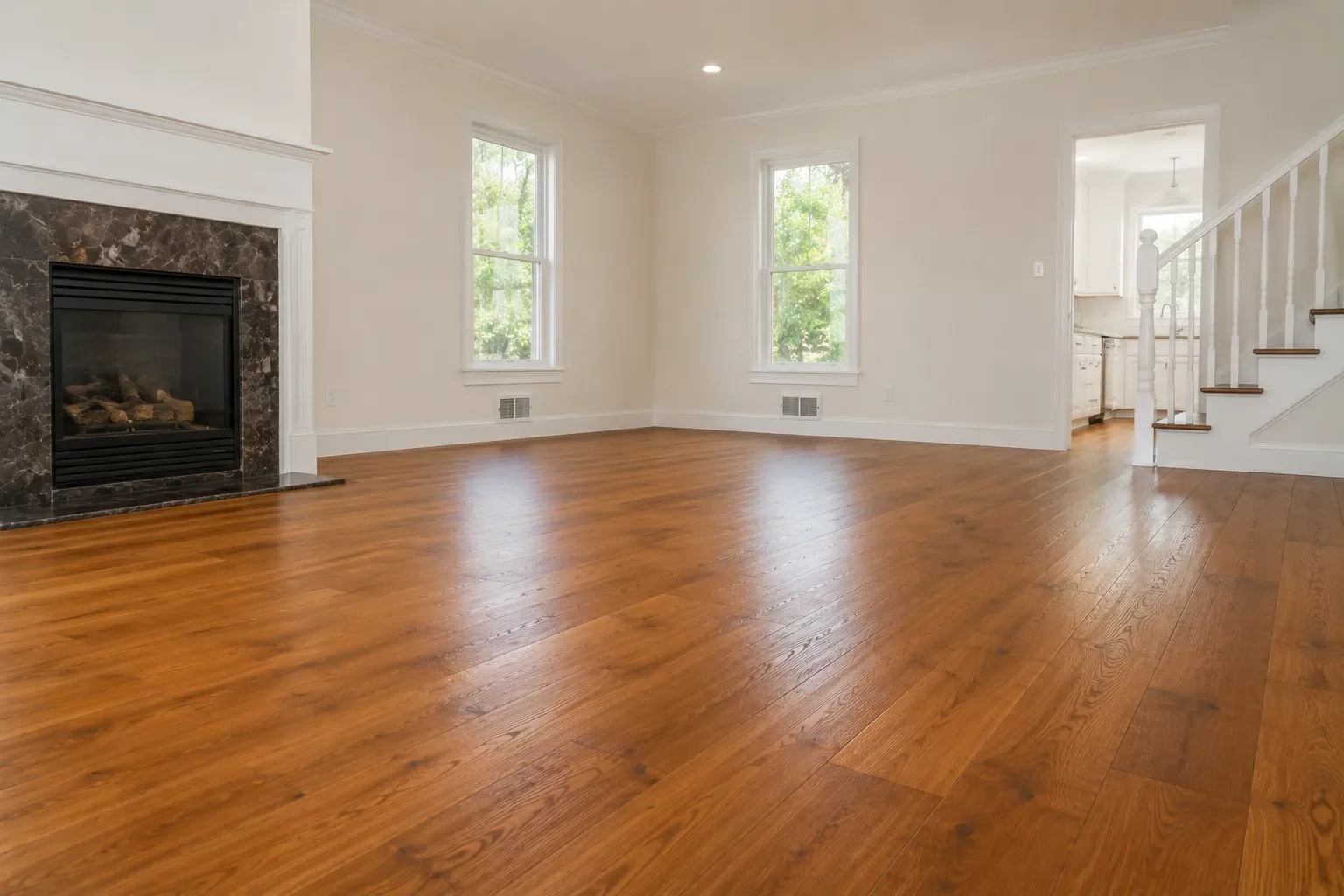 Finished hardwood floor after water damage restoration in Los Angeles — Crystal Peak Construction Inc.