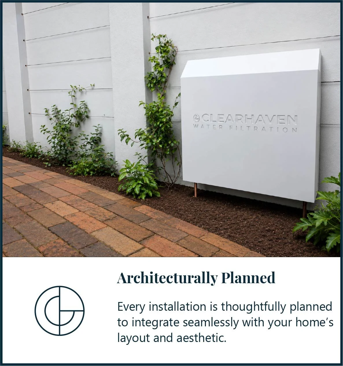 ClearHaven whole-home water filtration system with a custom Colourbond cover carefully positioned to complement the architecture of a modern Perth home.