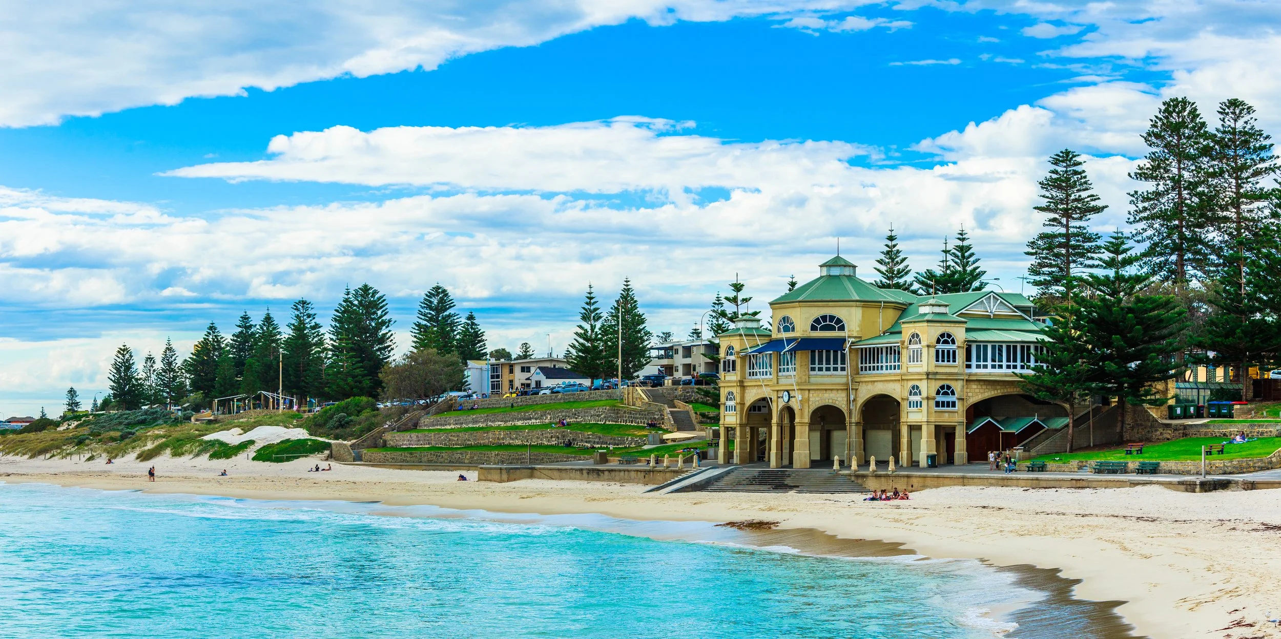 The historic Indiana Teahouse overlooking Cottesloe Beach in the Town of Cottesloe, Perth, where ClearHaven provides premium whole-home water filtration systems professionally installed for homeowners throughout the Town of Cottesloe.