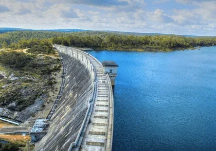 Canning Dam in Perth Hills, one of the dams supplying drinking water to Perth as part of Western Australia's Integrated Water Supply Scheme.