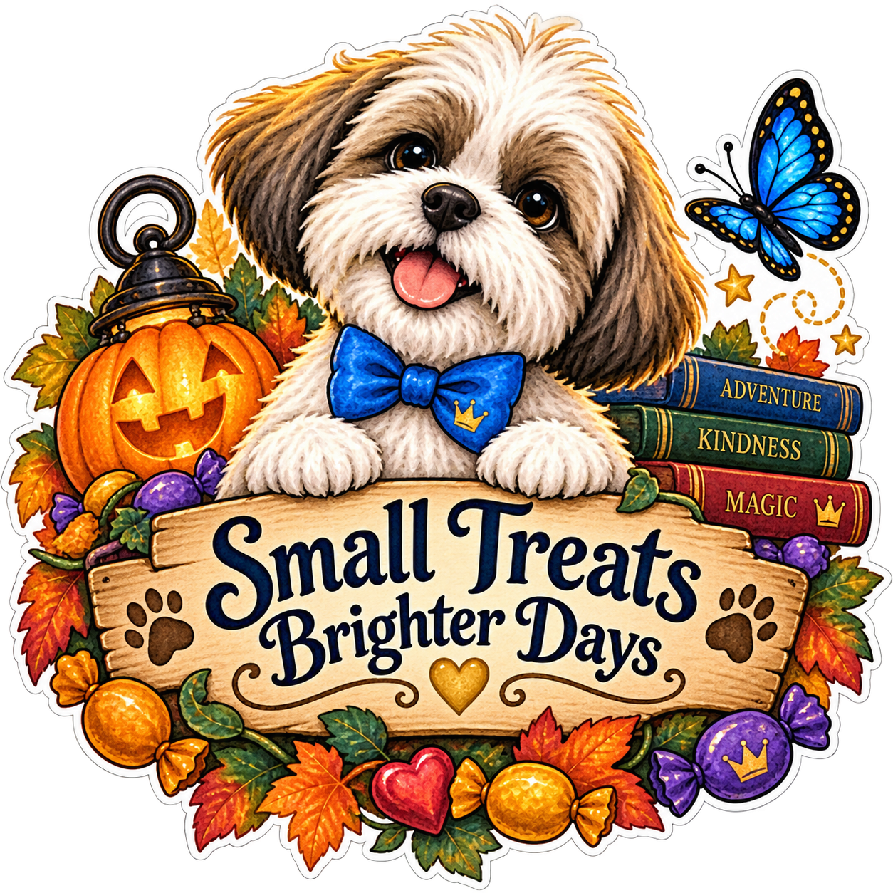 Halloween Roscoe — Small Treats, Brighter Days — Kiss-Cut Sticker